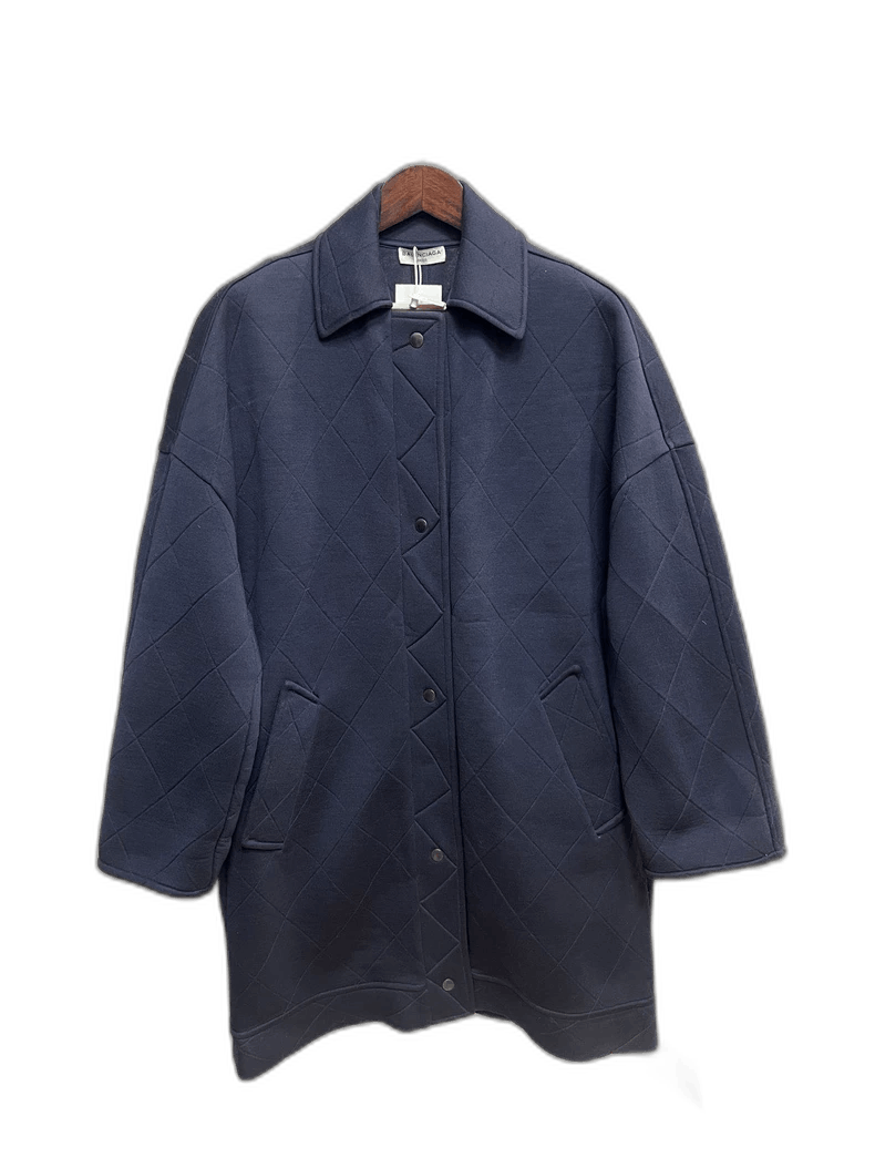Balenciaga Balenciaga Navy Checked Wool Coat Size US XS / EU 42 / 0 - 1 Thumbnail
