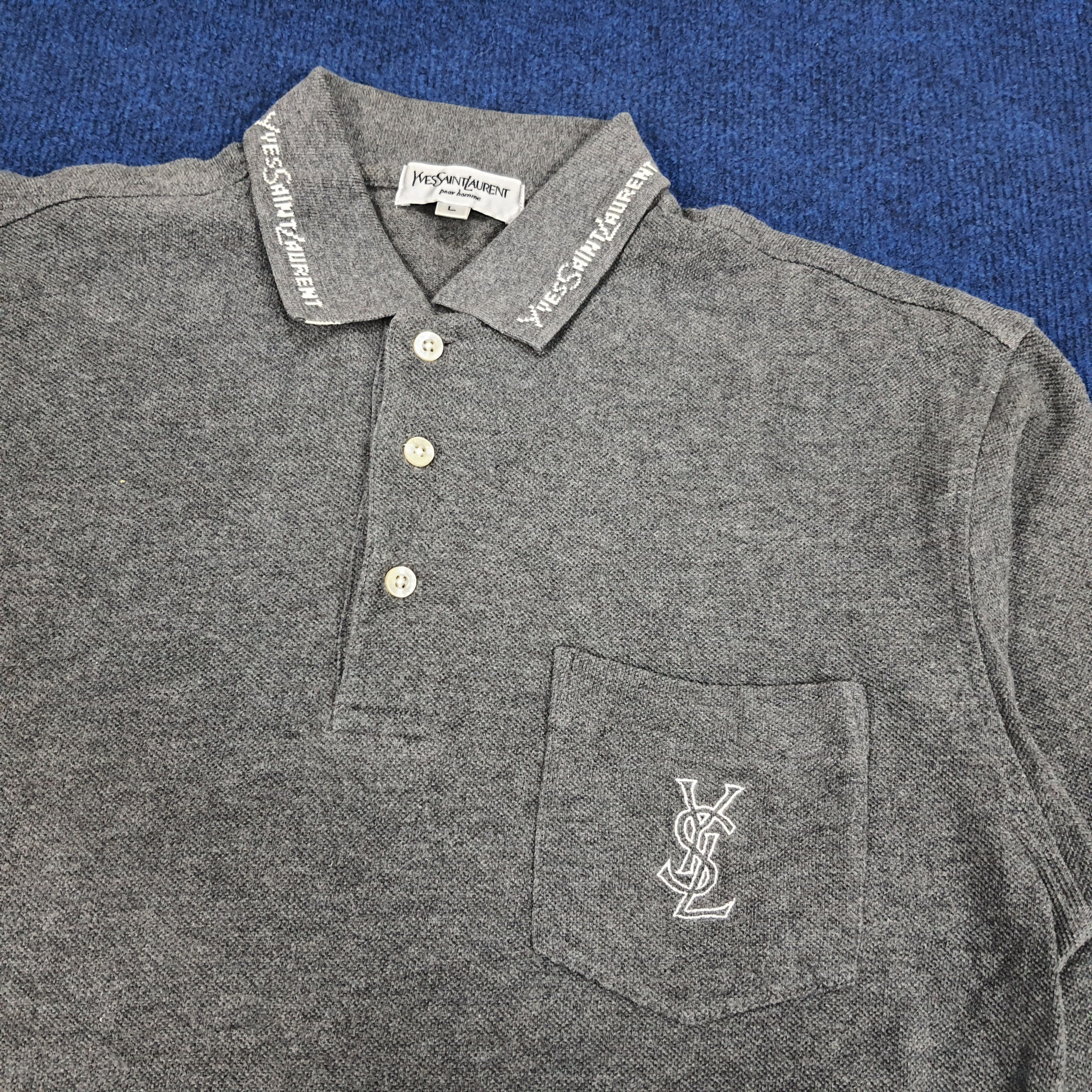 Vintage × Yves Saint Laurent Vintage Yves Saint Laurent YSL Pocket Logo Polo Shirt Size US M / EU 48-50 / 2 - 2 Thumbnail