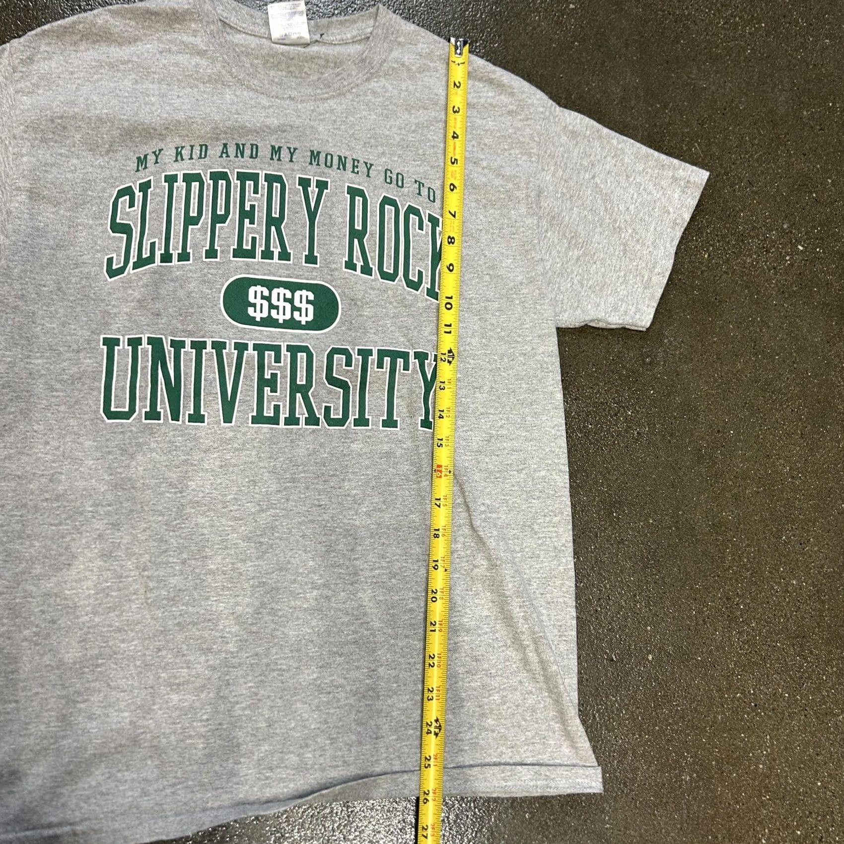 Gildan College Shirt Mens Medium Gray My Kid Money Graphic Slippery Rock University Size US M / EU 48-50 / 2 - 3 Thumbnail
