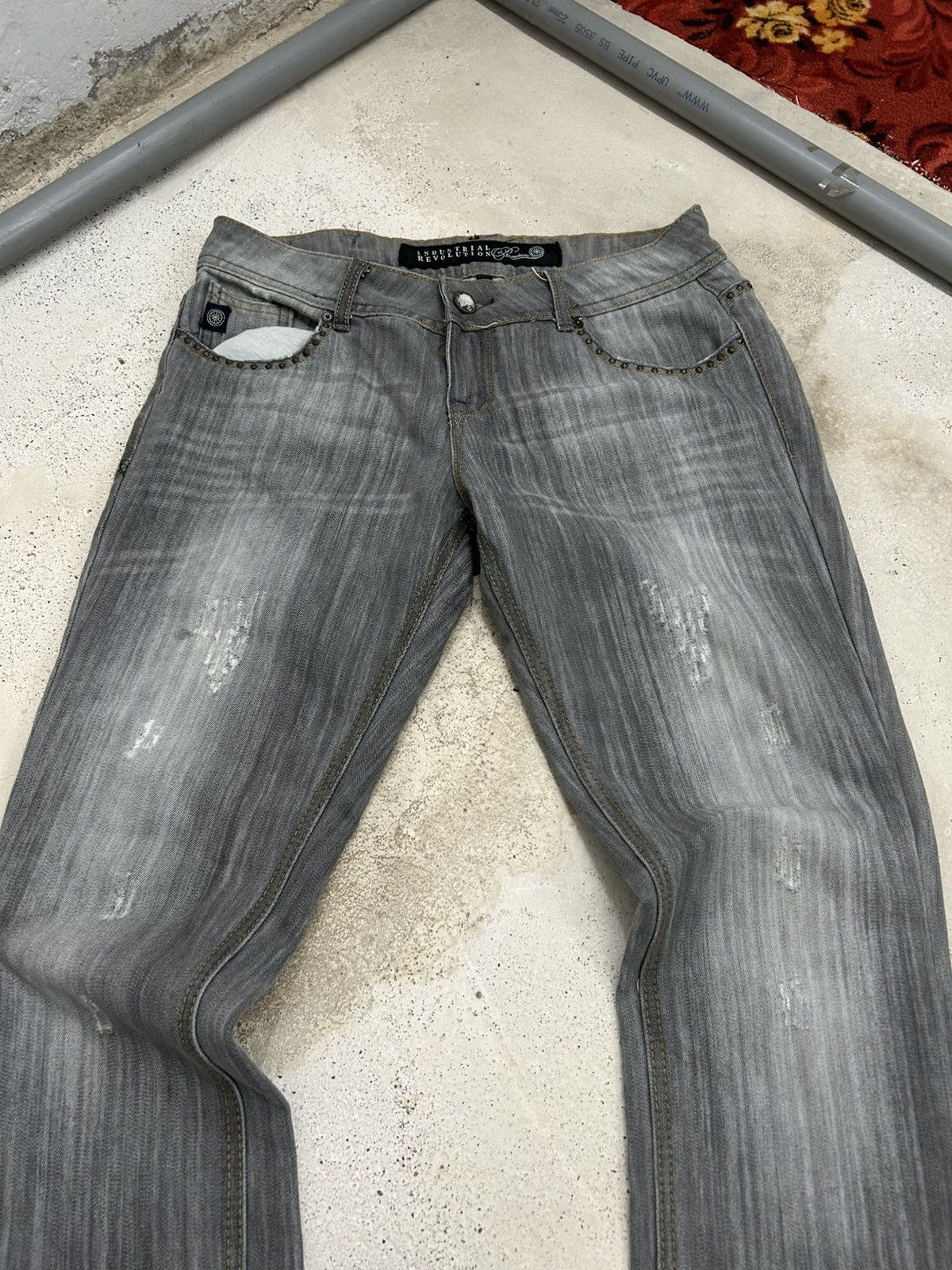 20471120 × Hysteric Glamour × Japanese Brand Industrial Revolution Grey Washed Distressed Studded Button Size US 32 / EU 48 - 6 Thumbnail