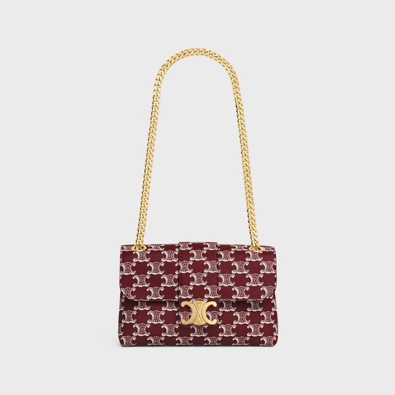 Celine o1w1db10326 116592FYR Size:OS/Victoire Bag in Burgundy/White Size ONE SIZE - 6 Thumbnail