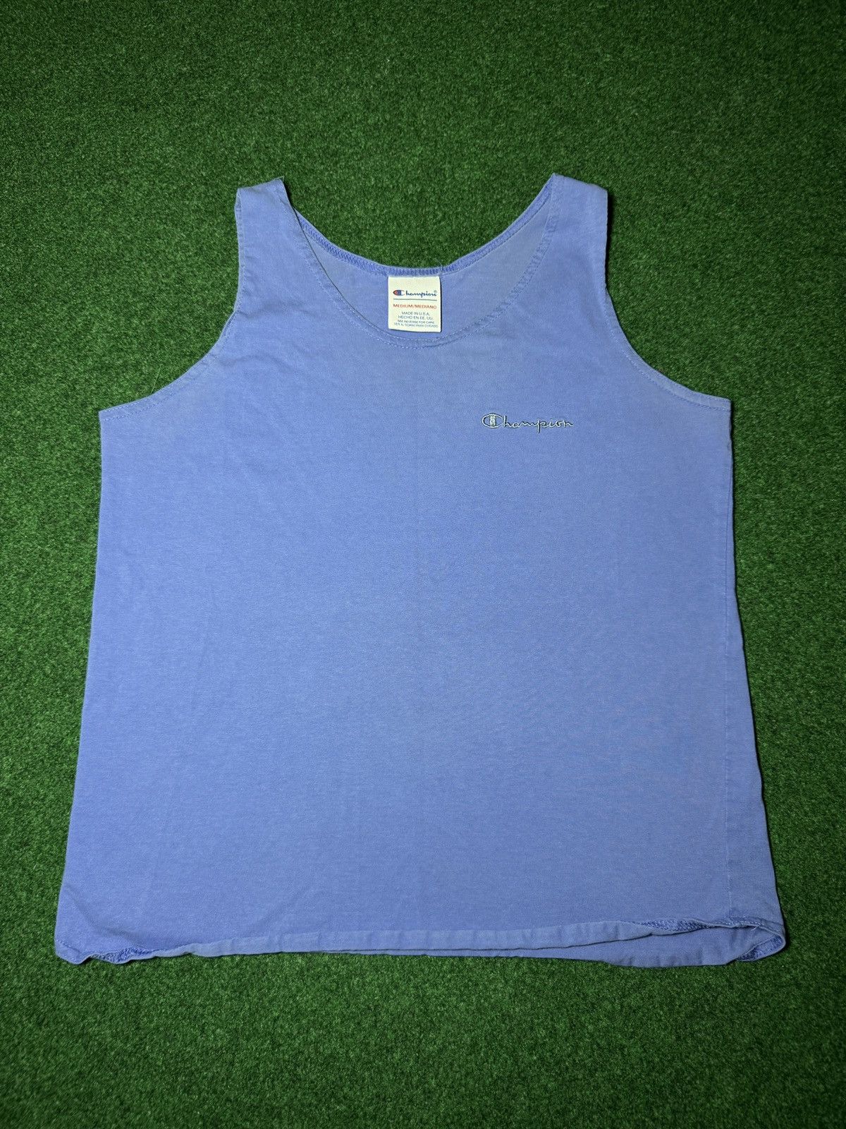 Champion × Vintage Vintage 90s Champion Womens Med Crop Blue Tank Top Size M / US 6-8 / IT 42-44 - 1 Thumbnail