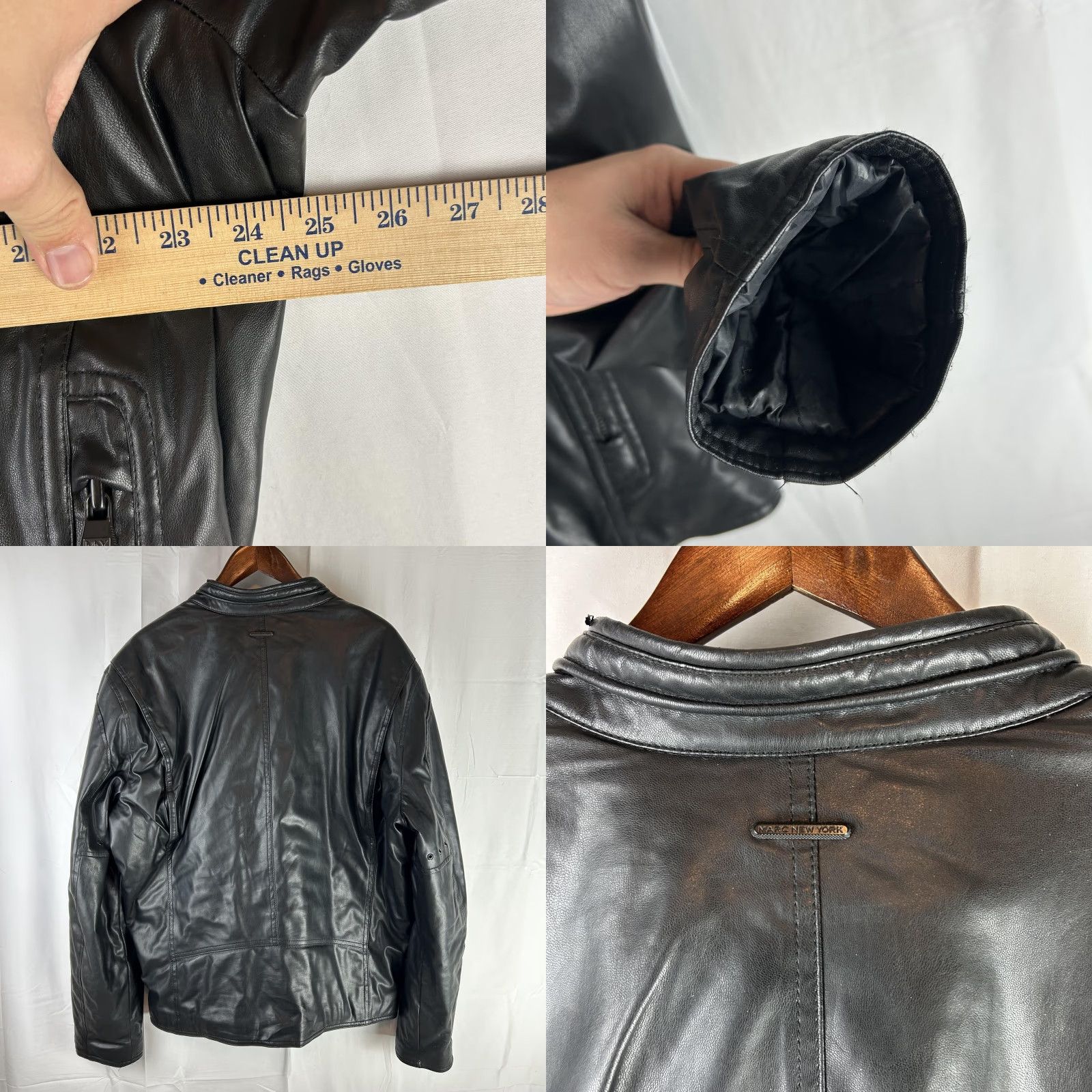 Vintage Marc New York Jacket Mens XL Black Faux Leather Motorcycle Quilted Zip Pockets Size US XL / EU 56 / 4 - 9 Thumbnail