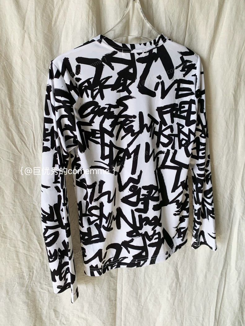 Comme des Garcons Comme Des Garcons Graffiti Text Black and White Crew Neck Size S / US 4 / IT 40 - 8 Thumbnail