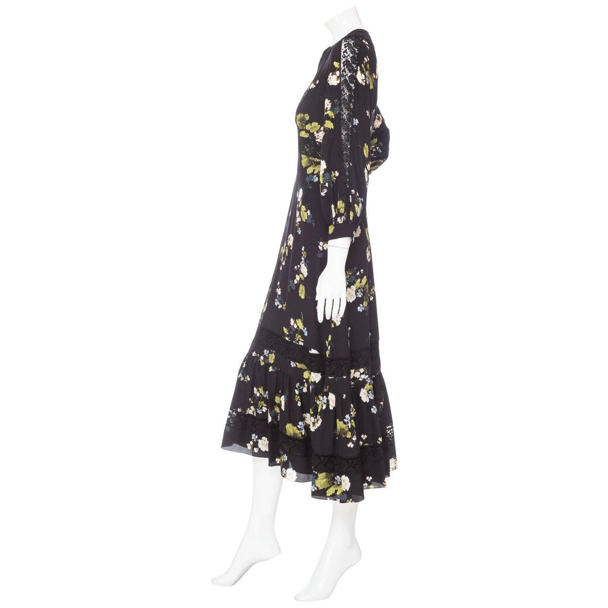 Erdem Erdem Magdalene Silk Floral Print Long Sleeve Midi Dress Size S / US 4 / IT 40 - 3 Thumbnail