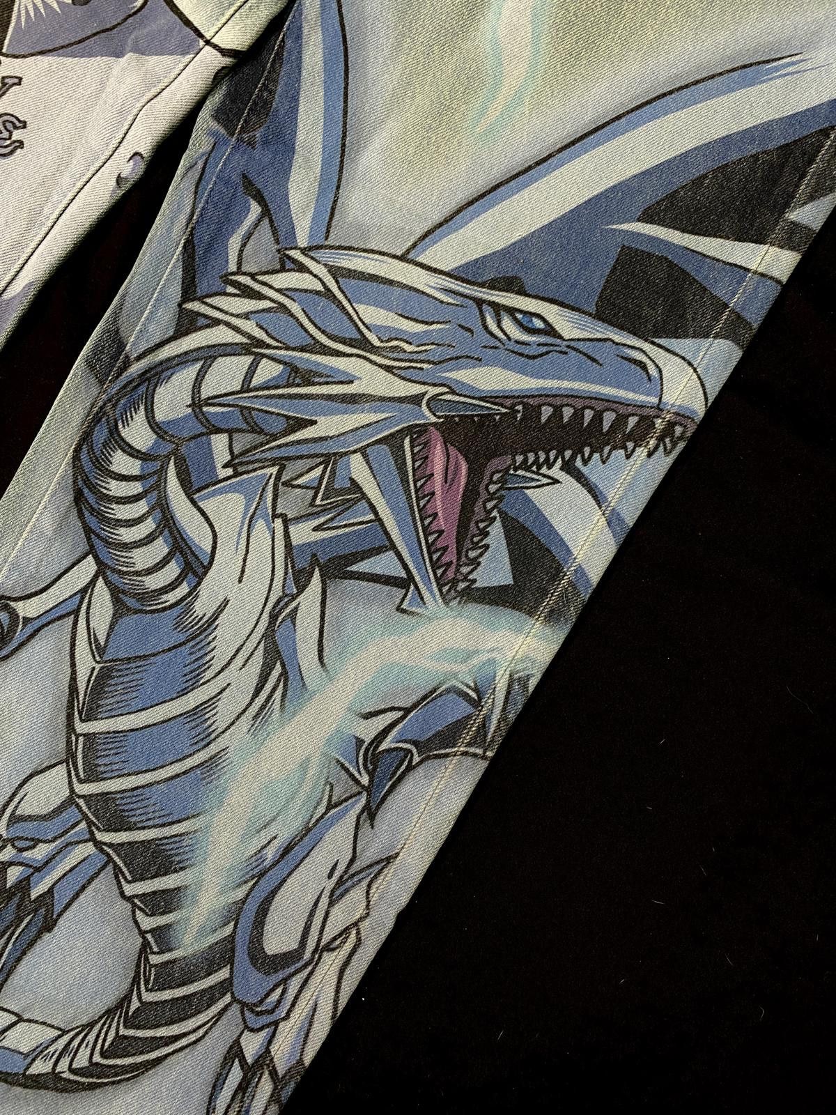 Japanese Brand Whoosis x Yu-Gi-Oh! Blue-Eyes White Dragon Graphic Jeans M Size US 32 / EU 48 - 4 Thumbnail