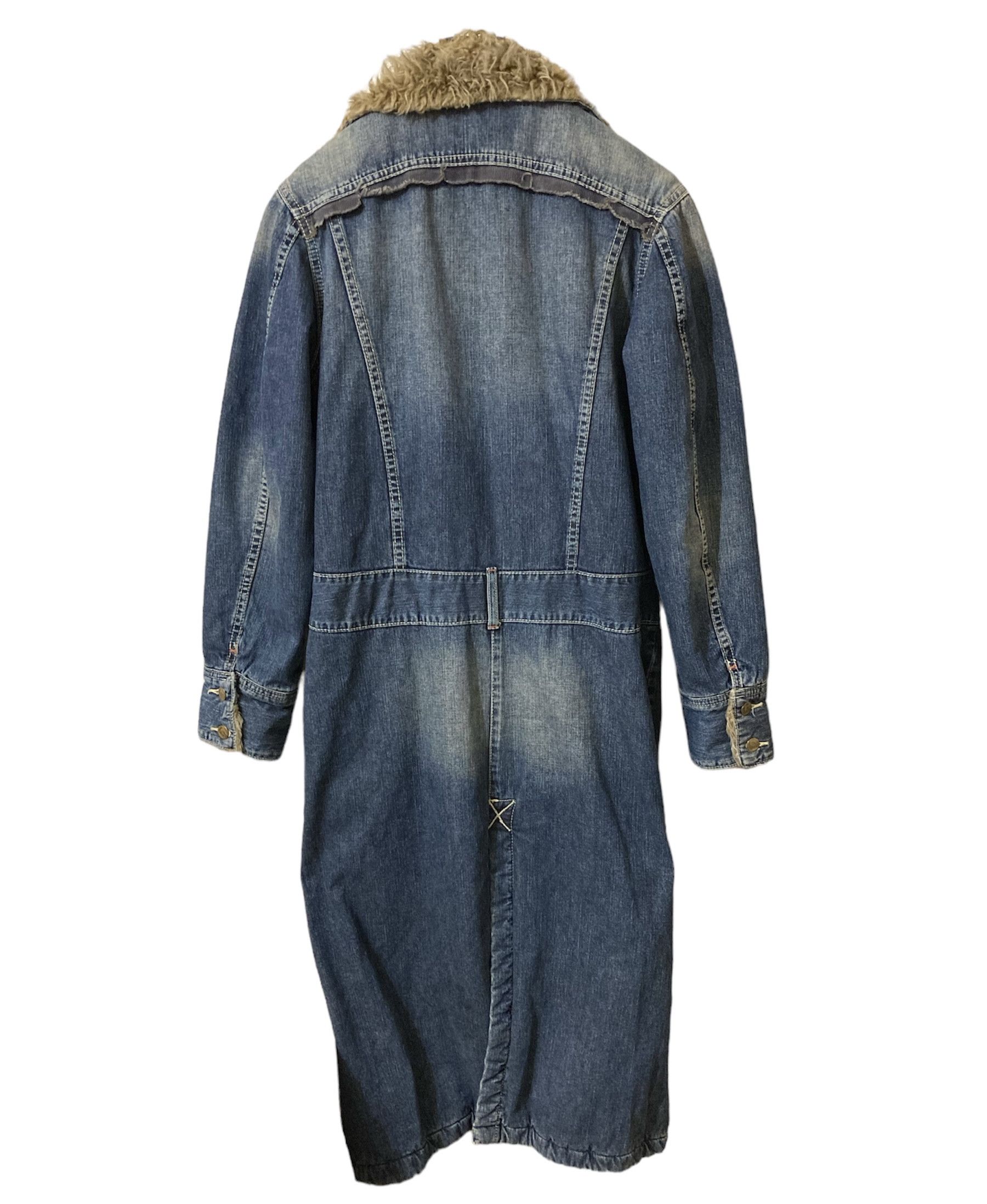 Lee Vintage 90s Denim Lee Long Furry Coat Afghan Fur Lined -L Size L / US 10 / IT 46 - 2 Thumbnail