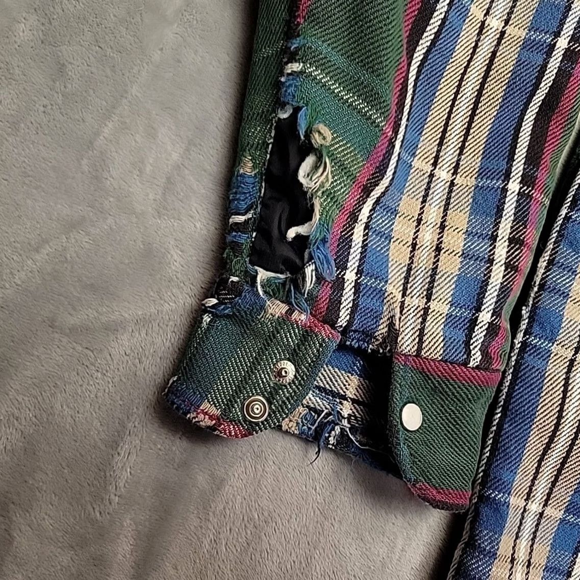 Vintage VINTAGE Five Brother Flannel Shirt Jacket Mens L Green Plaid Quilted Lined Workwear Grunge Size US L / EU 52-54 / 3 - 3 Thumbnail