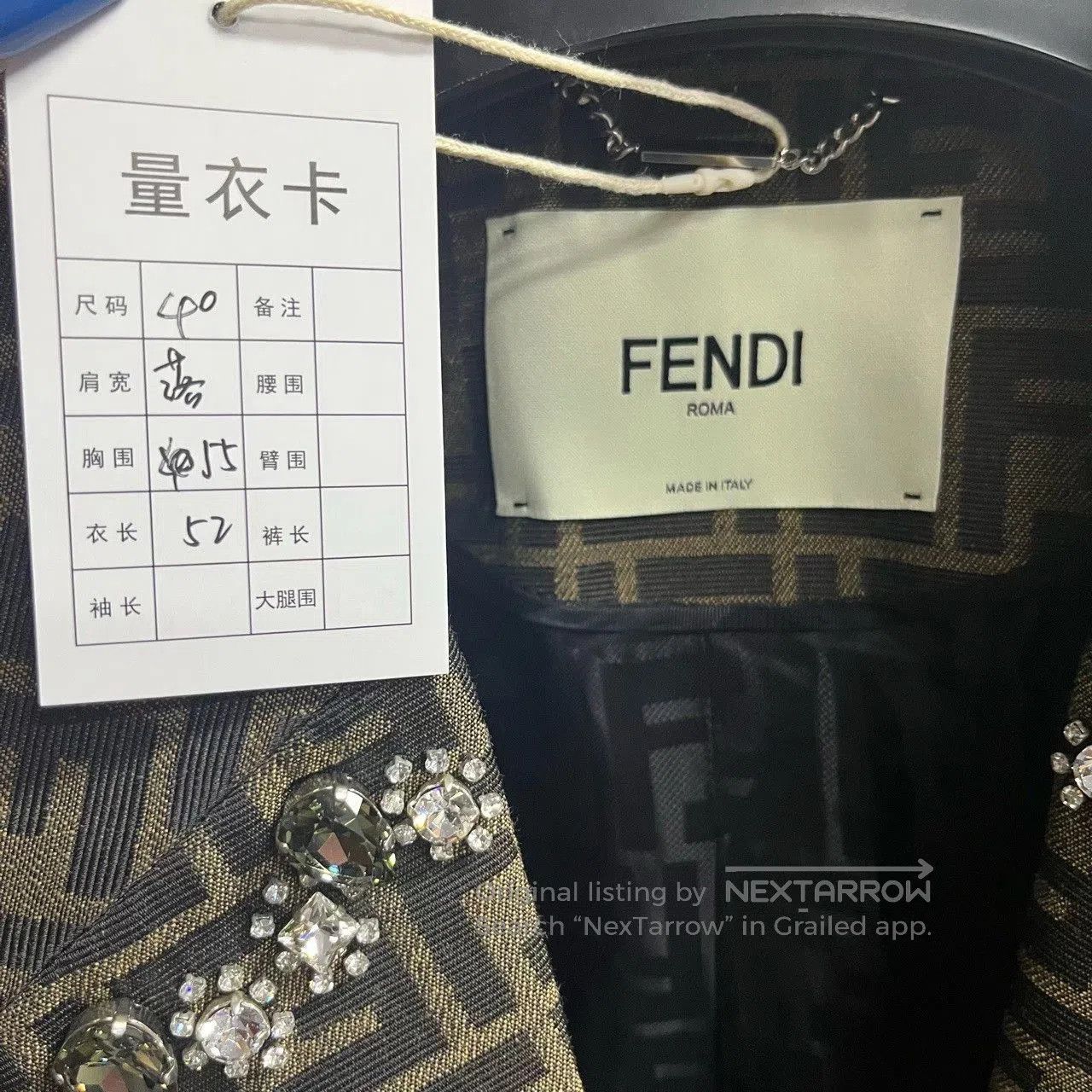 Fendi Fendi Brown Letter Print Collar Jacket. Size S / US 4 / IT 40 - 4 Thumbnail