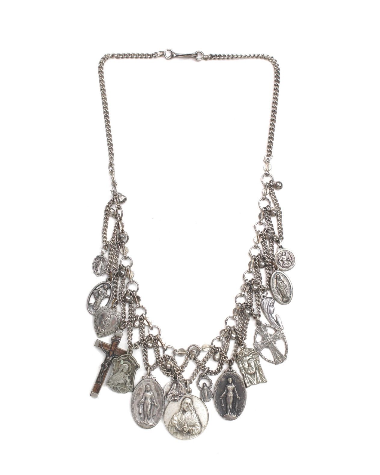 Vintage 1980S JAPANESE MADE MULTI-CHARM RELIGIOUS MEDAL BIB NECKLACE Size ONE SIZE - 1 Thumbnail