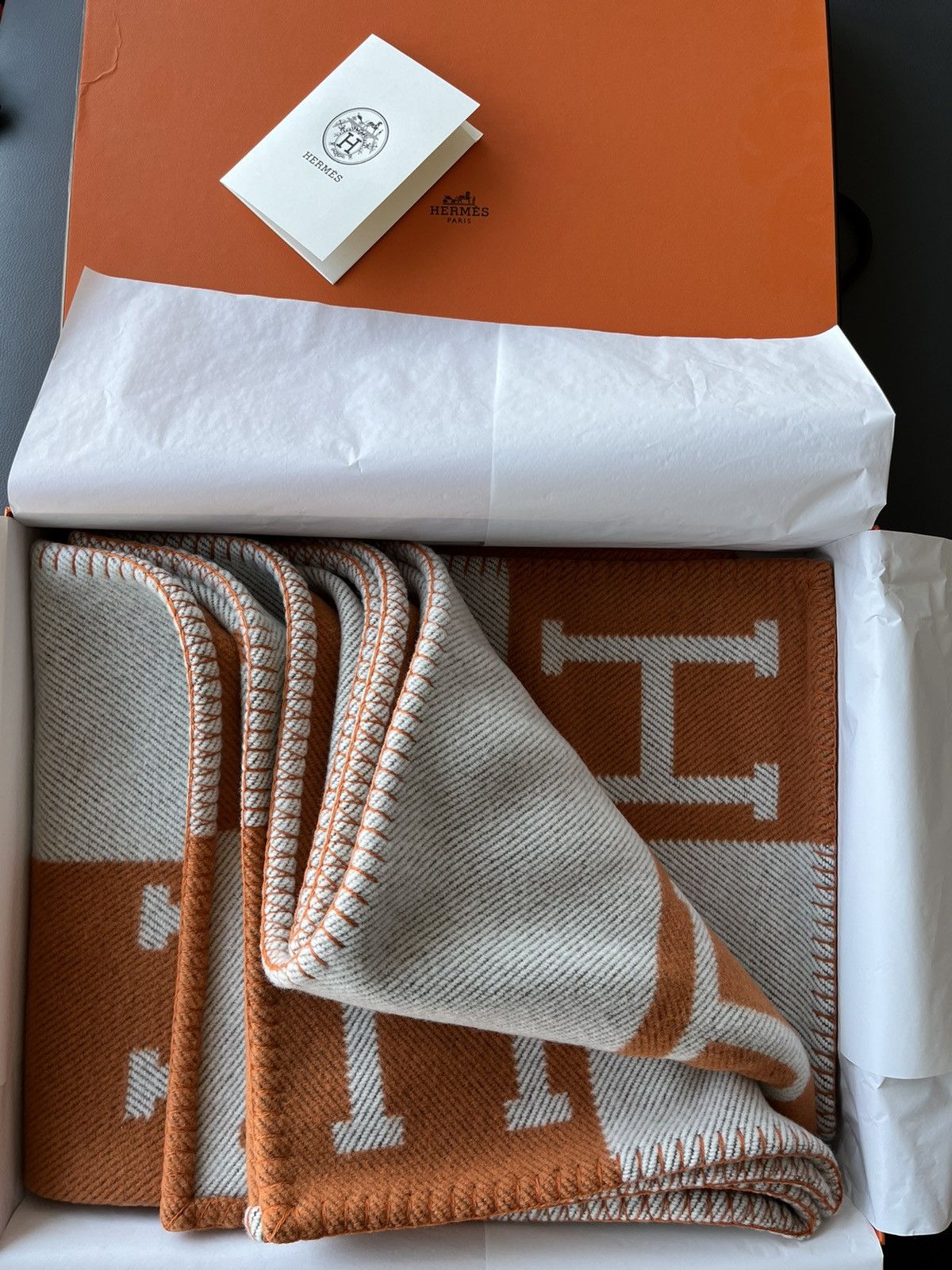 Hermes Hermes Brand New Classic Avalon Wool Cashmere XL Blanket Size ONE SIZE - 2 Thumbnail