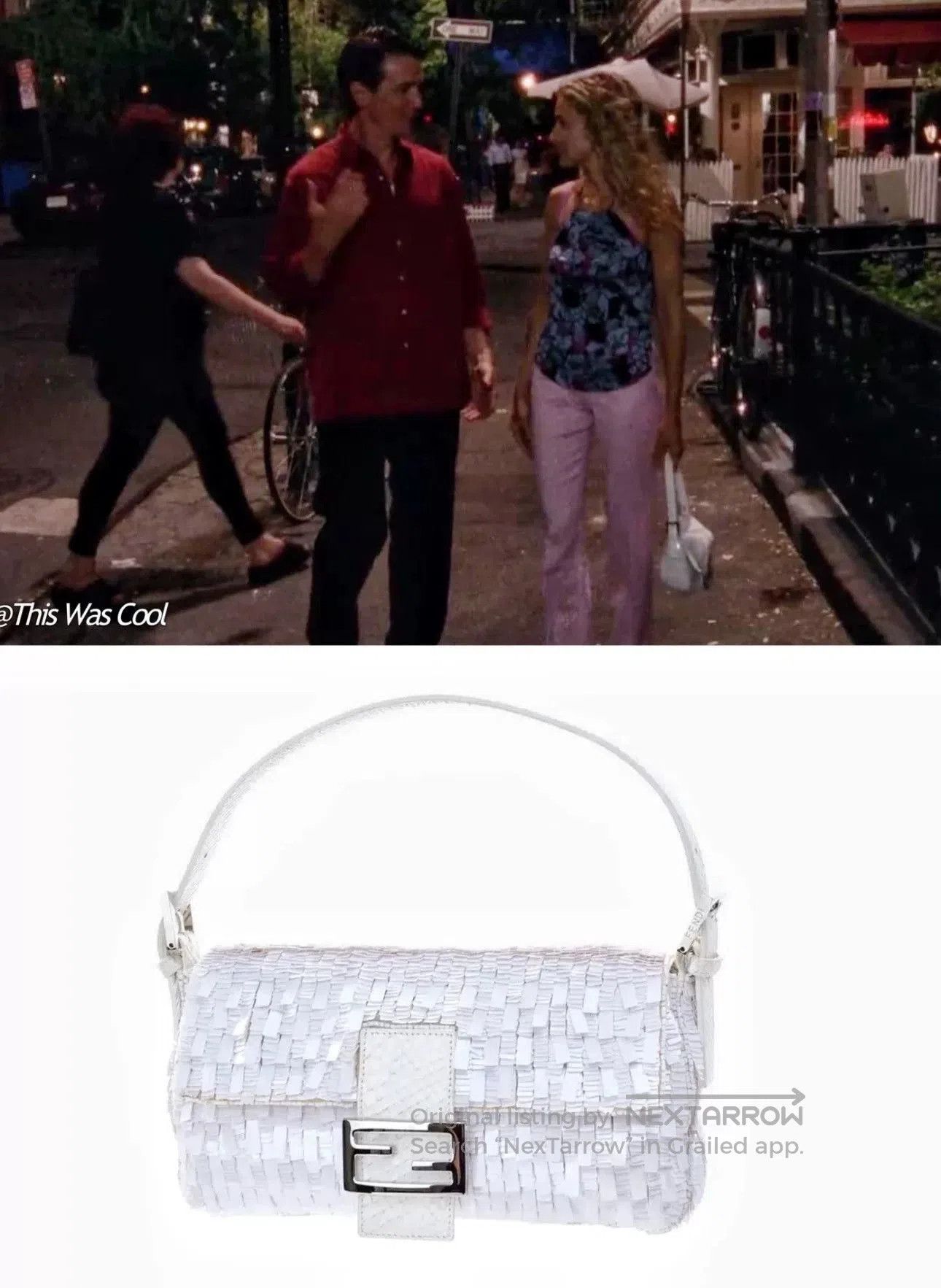 Fendi Fendi Baguette White Sequin Handbag 26cm. Size ONE SIZE - 2 Thumbnail