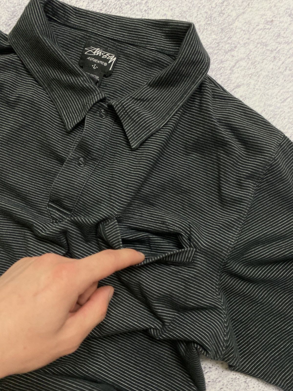 Stussy × Vintage Vintage Stussy Pocket Polo T-shirt Striped Rare Size US L / EU 52-54 / 3 - 9 Thumbnail