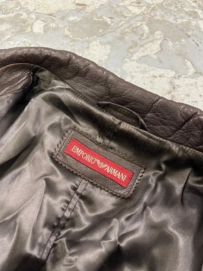 Emporio Armani 1990s Emporio Armani Dark Brown Leather Trench Coat Size US M / EU 48-50 / 2 - 9 Thumbnail