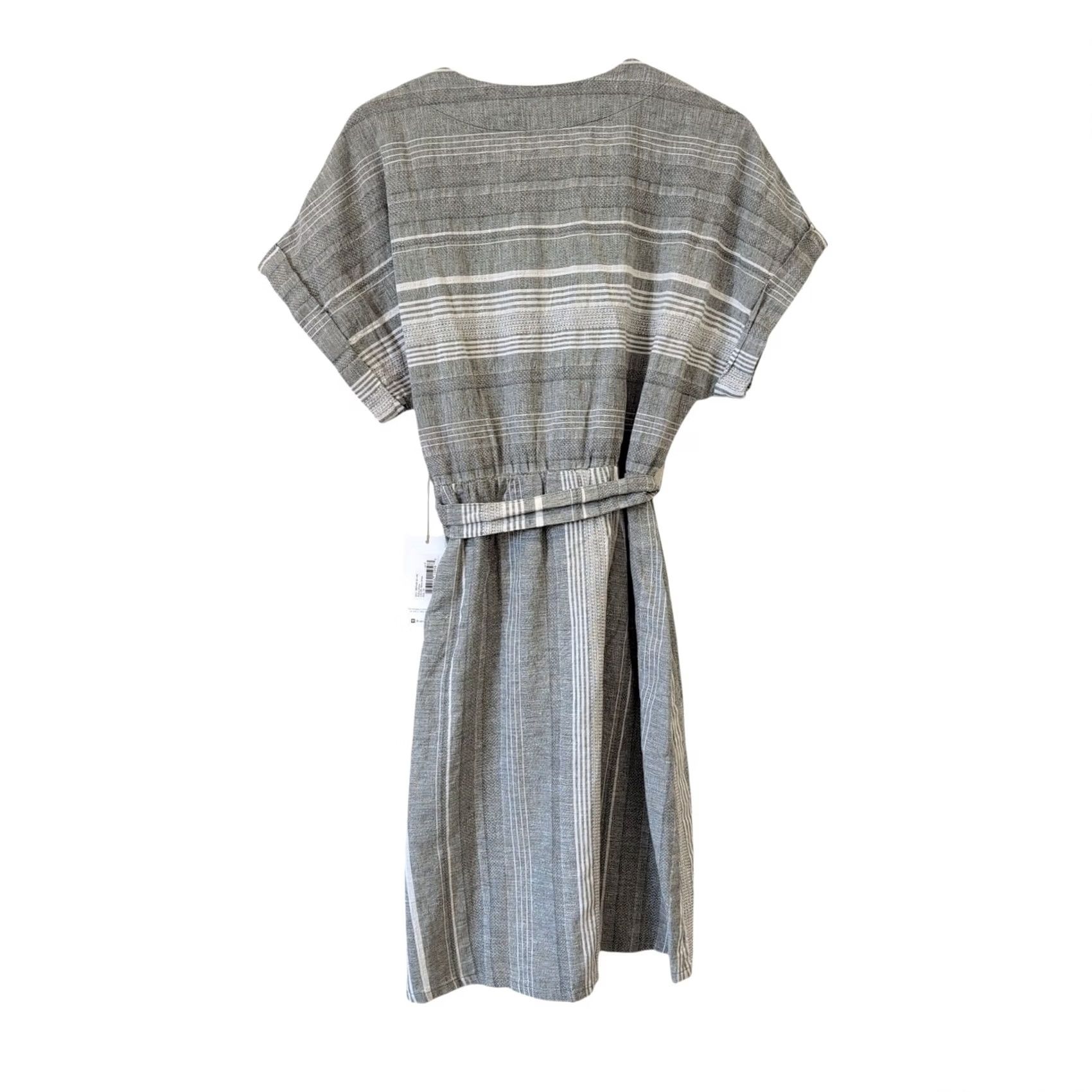 Vintage VINTAGE Carve Design Willow Dress XS Linen Blend Moss Stripe Gray Button Front NWT Size XS / US 0-2 / IT 36-38 - 2 Thumbnail