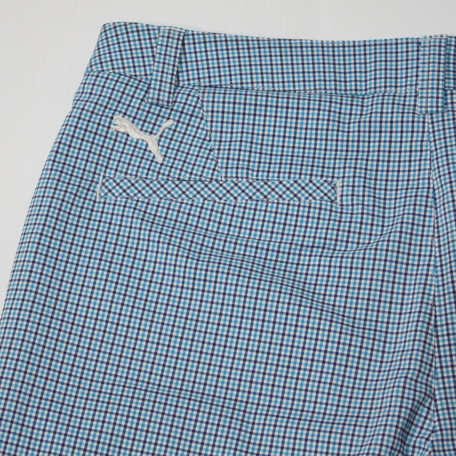 Puma Light Blue with Classic Check Print Golf Shorts size 34 Size US 34 / EU 50 - 4 Thumbnail