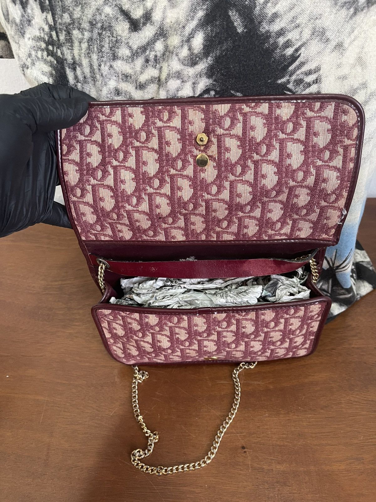 Dior CHRISTIAN DIOR DIORISSMO CHAIN BURGUNDY MONOGRAM CLUTCHBAG Size ONE SIZE - 8 Thumbnail