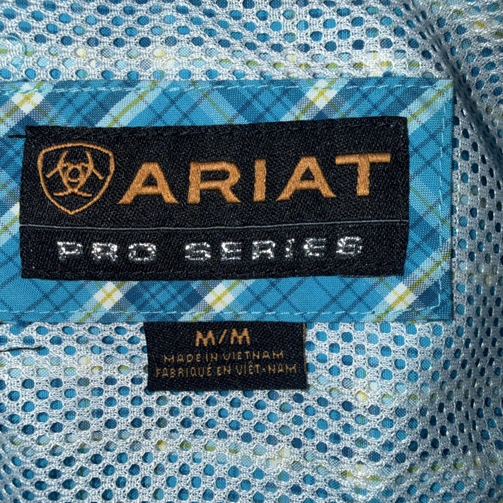 Ariat Ariat Pro Series Shirt Men’s Medium Teal Blue Plaid Button Up Western Cowboy Shirt Size US M / EU 48-50 / 2 - 4 Thumbnail