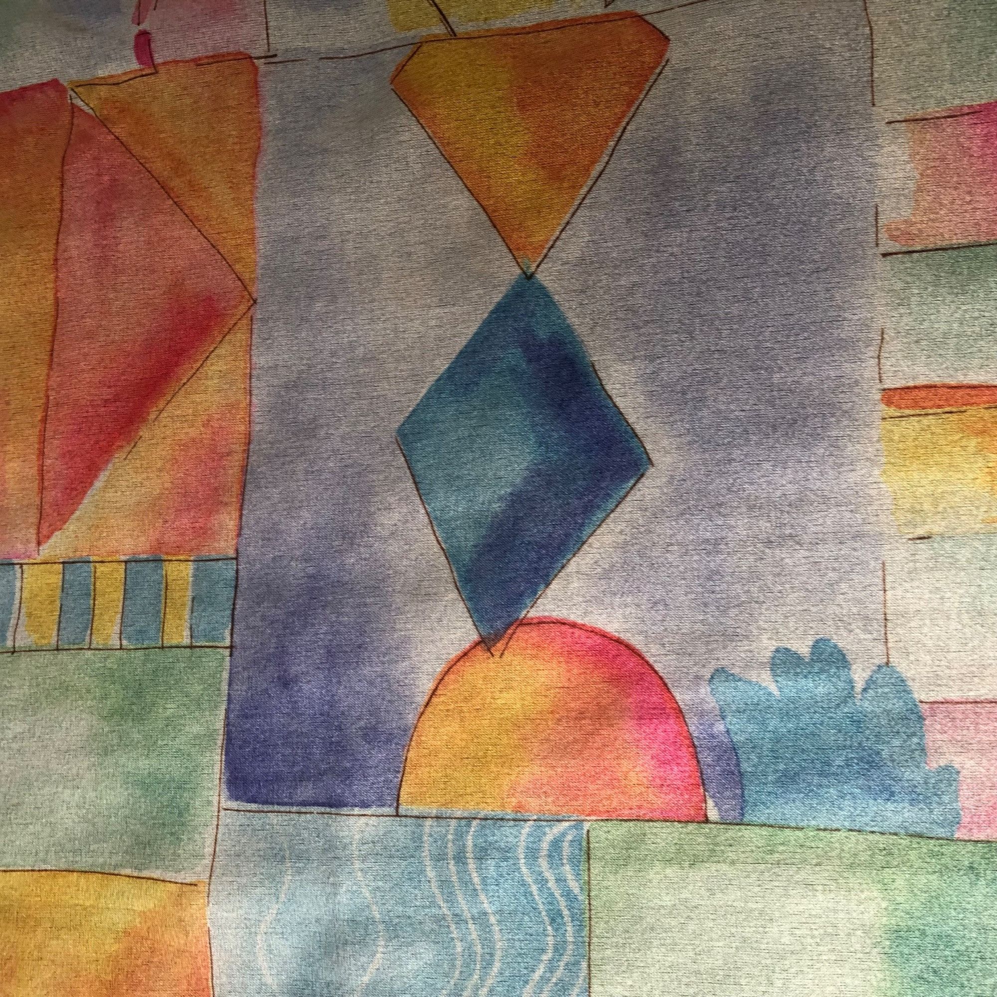Vintage Vintage Basha Pastel Abstract Scenic Print Polyester Scarf Size ONE SIZE - 3 Thumbnail