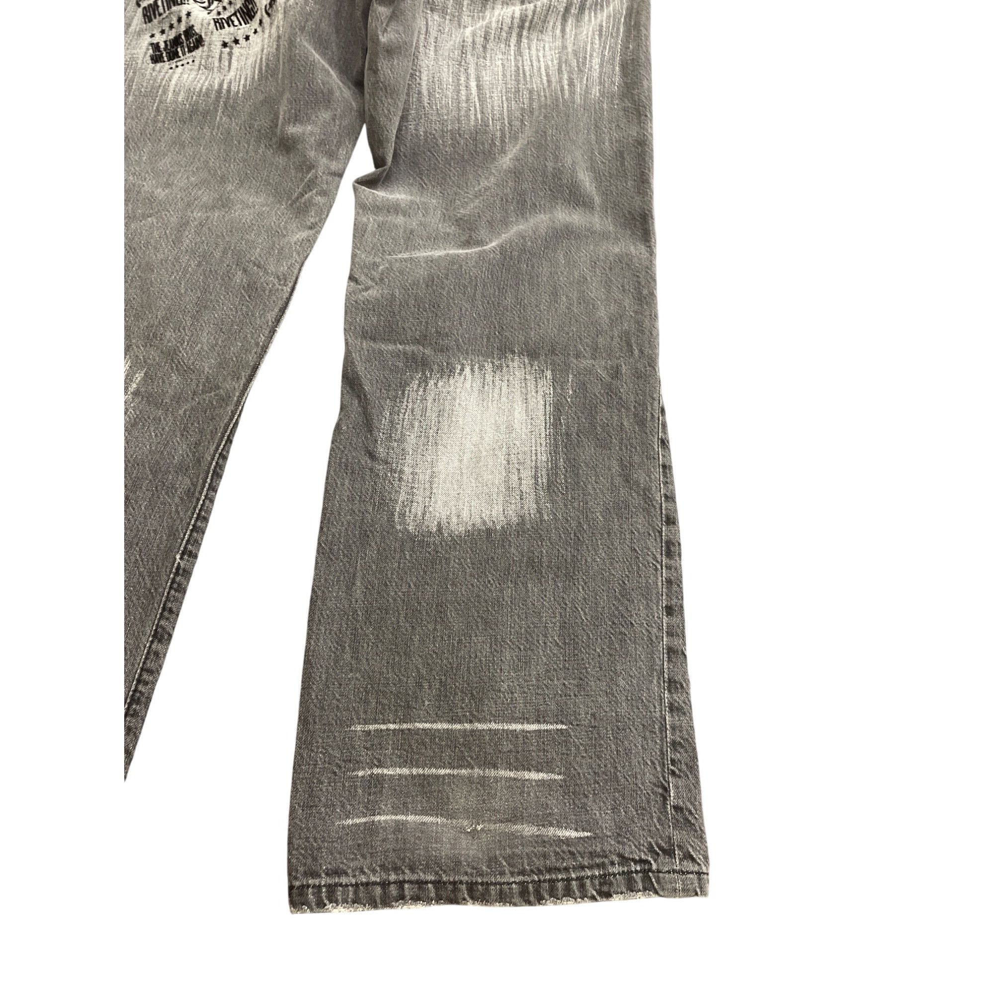 Akademiks Akademiks Mens Distressed Gray Graphic Wide-Leg Jeans Size 3 Size US 34 / EU 50 - 11 Thumbnail