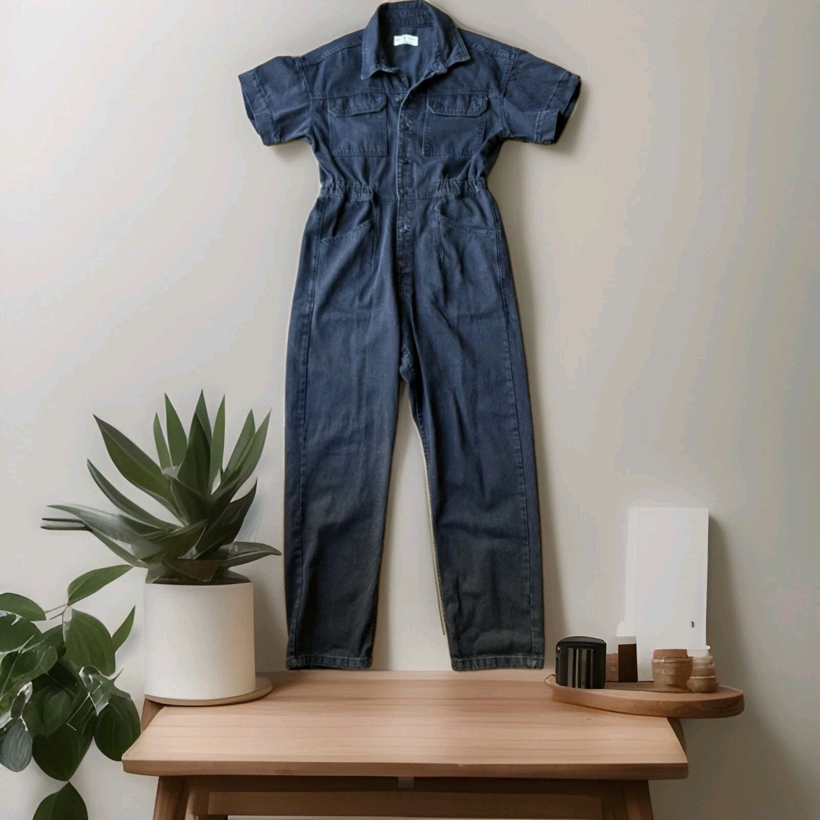 Free People Free People We The Free Marci Black Denim Jumpsuit, Size M Size 30" / US 8 / IT 44 - 4 Thumbnail