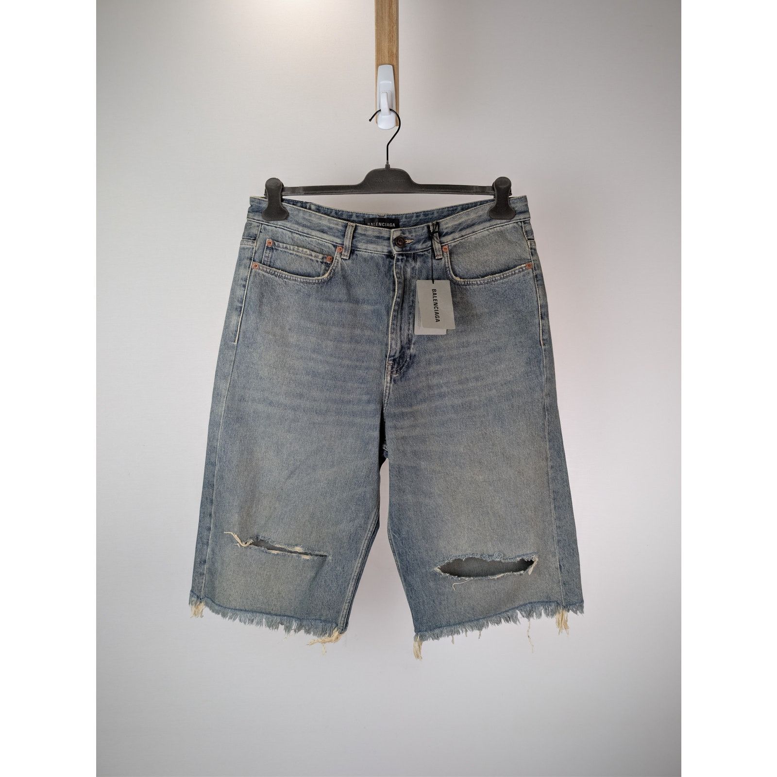 Balenciaga o1rshd1 Baggy Denim Shorts in Blue Rust Size US 30 / EU 46 - 9 Thumbnail