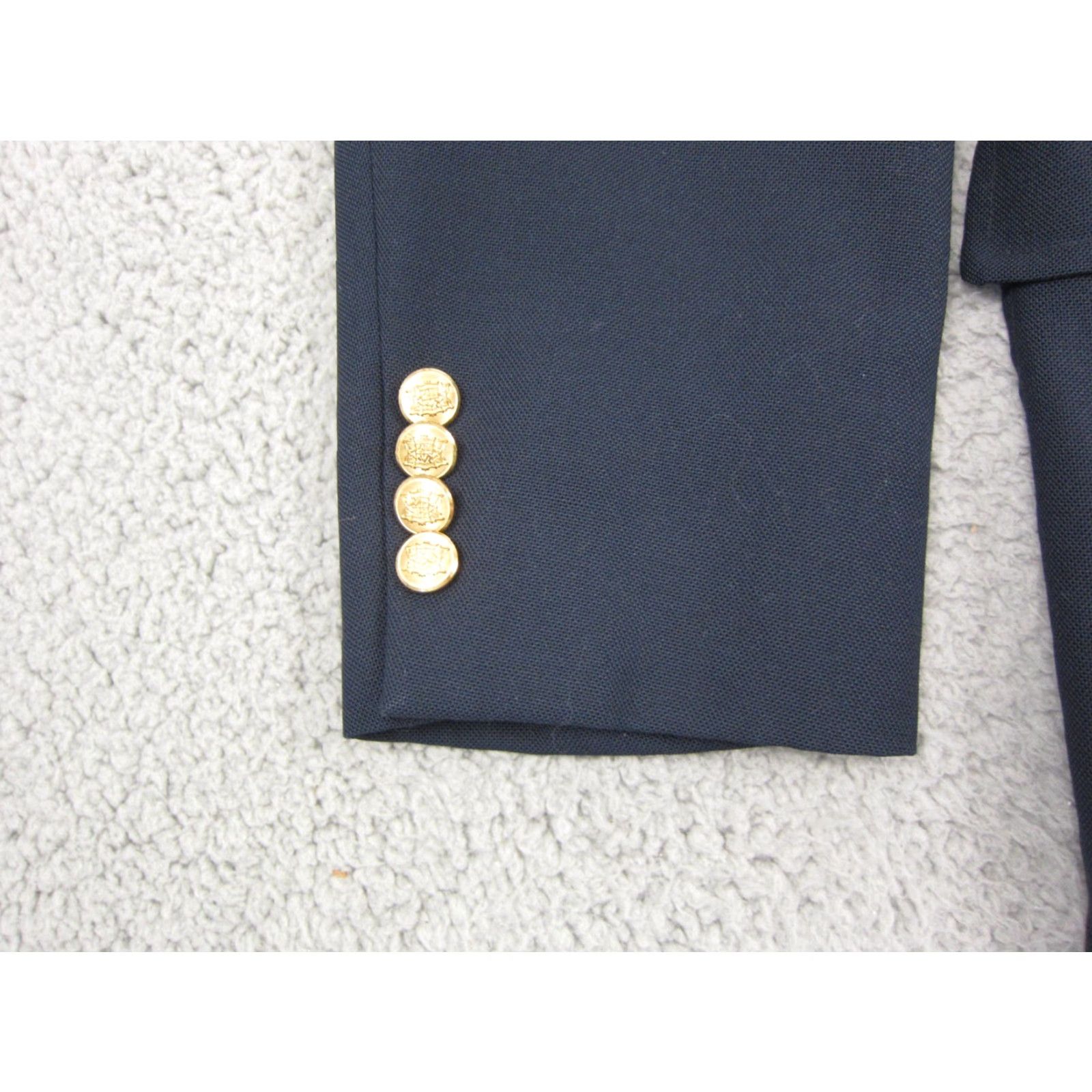 Vintage VINTAGE Palm Beach Blazer Mens 42L Blue Sport Coat Suit Hopsack Gold Jacket - 80s 90s Notch Lapel Two-Button Single-Breasted Dry Clean Only Size 42R - 3 Thumbnail