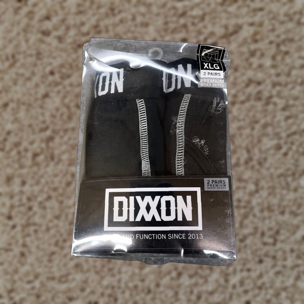 Vintage Dixxon Boxer Briefs Men XL Black Skull Bulldogs Print 2 Pack Underwear Size 46R - 1 Thumbnail