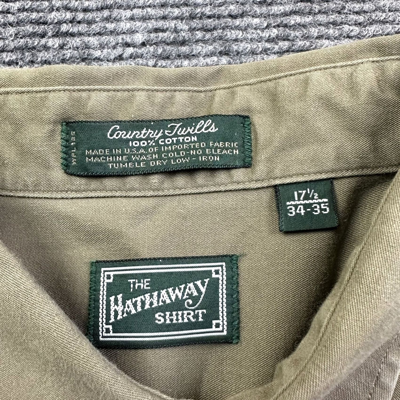 Vintage VINTAGE The Hathaway Shirt Button-Up Shirt Mens 17.5 34-35 100% Cotton Green Long Sleeve Size US XXL / EU 58 / 5 - 2 Thumbnail