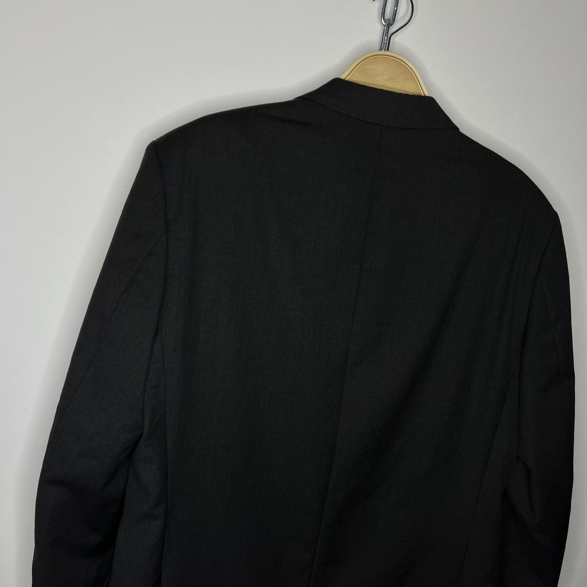 Designer × Hugo Boss × Vintage Hugo Boss Vintage 2000s Black Blazer Jacket Coat Satin Wool Size 40R - 12 Thumbnail