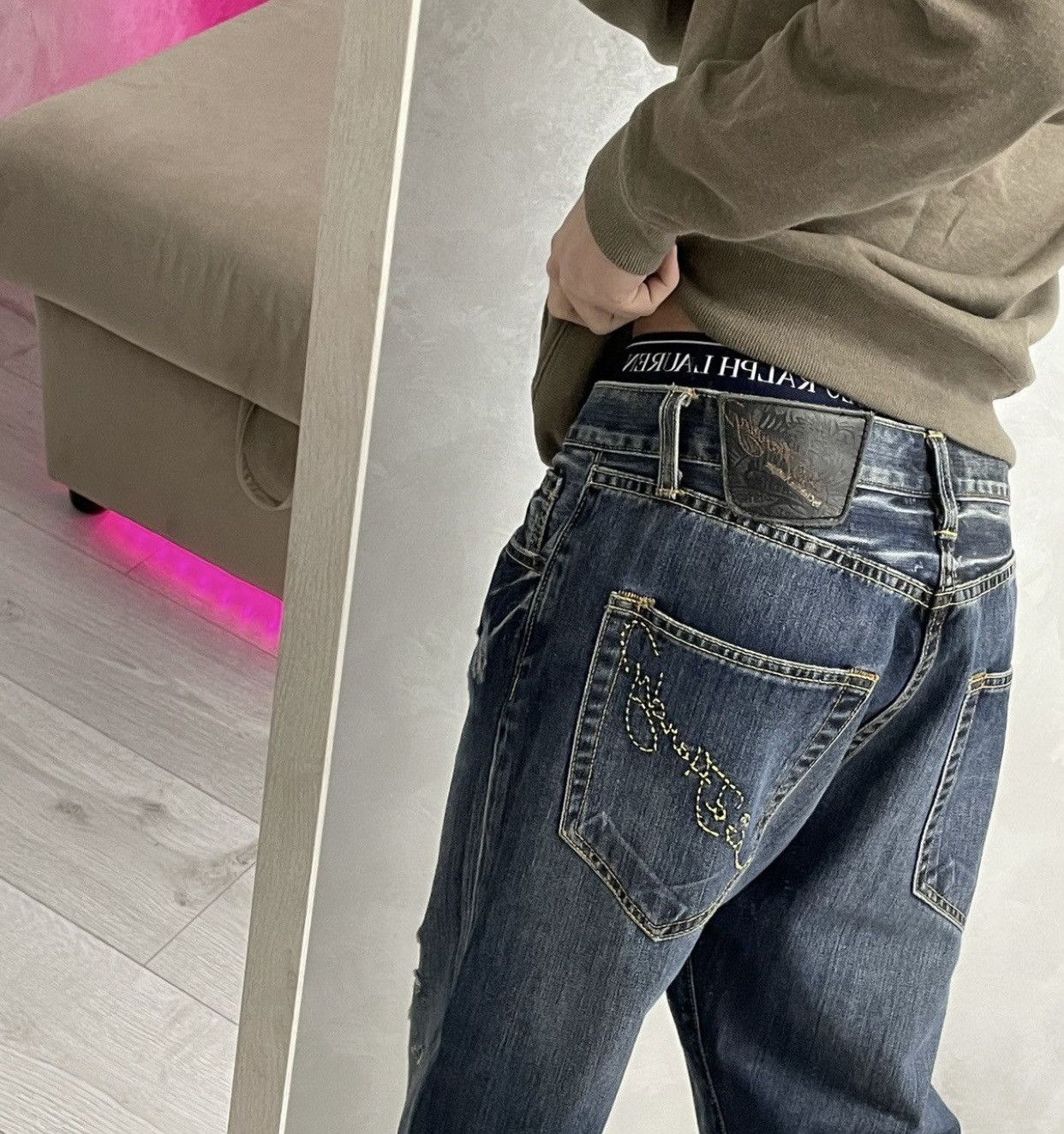 Christian Audigier × Ed Hardy × Vintage Ed Hardy Vintage Classical Distressed Style Jeans Size US 30 / EU 46 - 5 Thumbnail