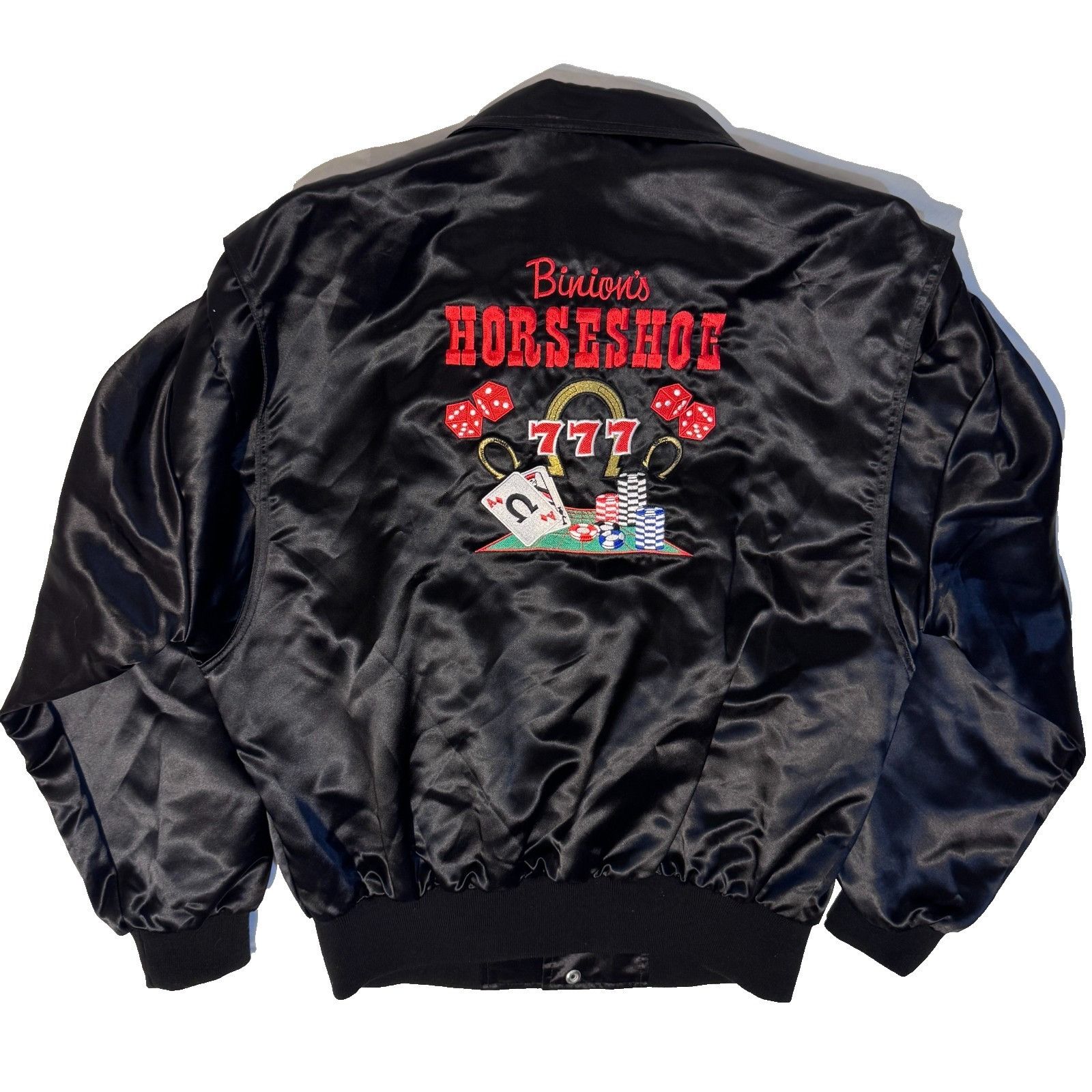 Other Vintage Binion’s Horseshoe Casino Black Satin Bomber Jacket Size US L / EU 52-54 / 3 - 1 Thumbnail