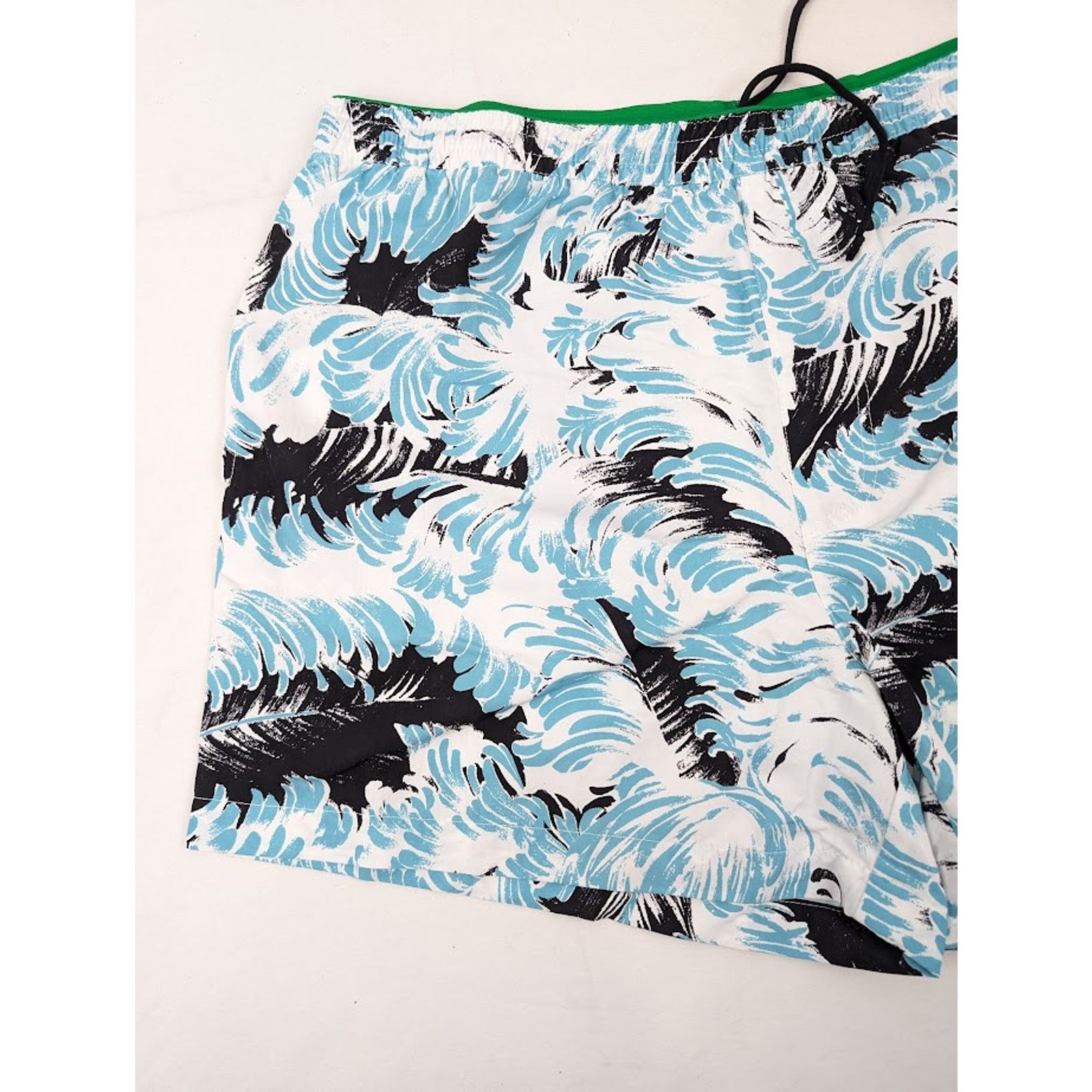 Bottega Veneta o1rshd1 Nylon Printed Feathers Swim Long Boxer in Black/Turq Size US 36 / EU 52 - 4 Thumbnail
