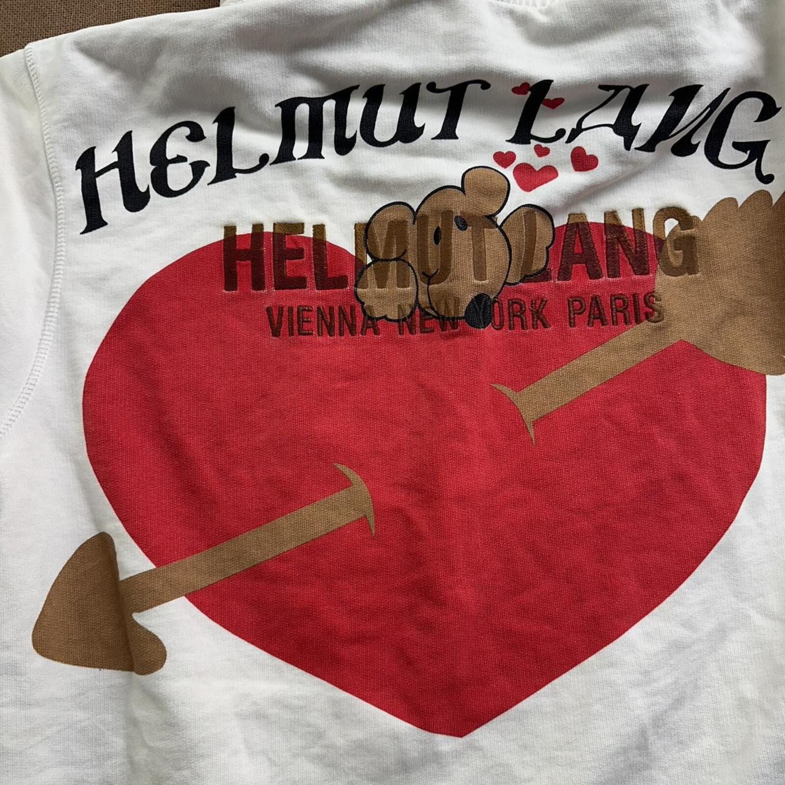Helmut Lang White Helmut Lang hoodie with red heart design! Size US L / EU 52-54 / 3 - 5 Thumbnail