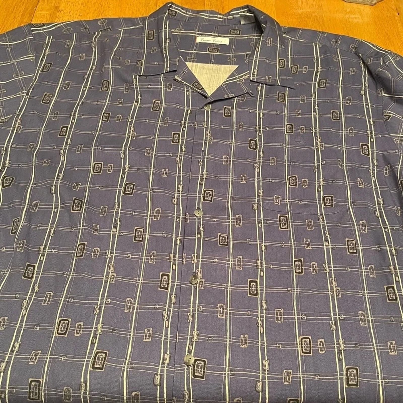 Burma Bibas Burns Bibas men’s 100% silk geometric print shirt, size XXL. Size US XXL / EU 58 / 5 - 3 Thumbnail