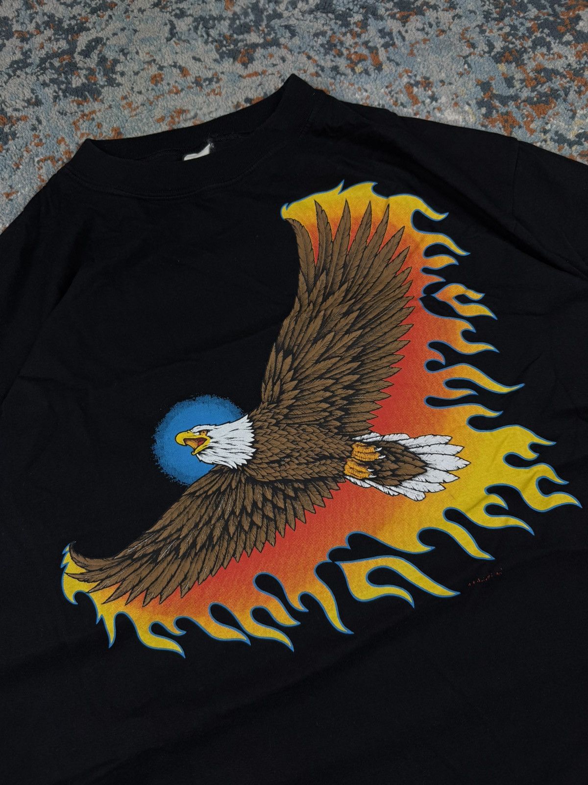 Vintage Vintage 90s bald eagle flame graphic tee Size US XL / EU 56 / 4 - 4 Thumbnail