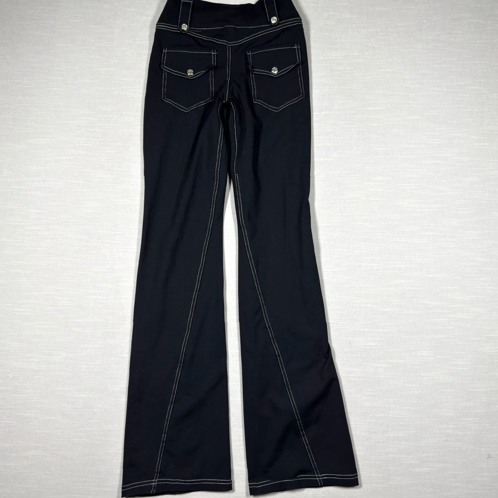 Vintage Bluefish Pants Womens M Black Stretch Flare Y2K Boho Yoga Movement Pants Size 32" / US 10 / IT 46 - 2 Thumbnail