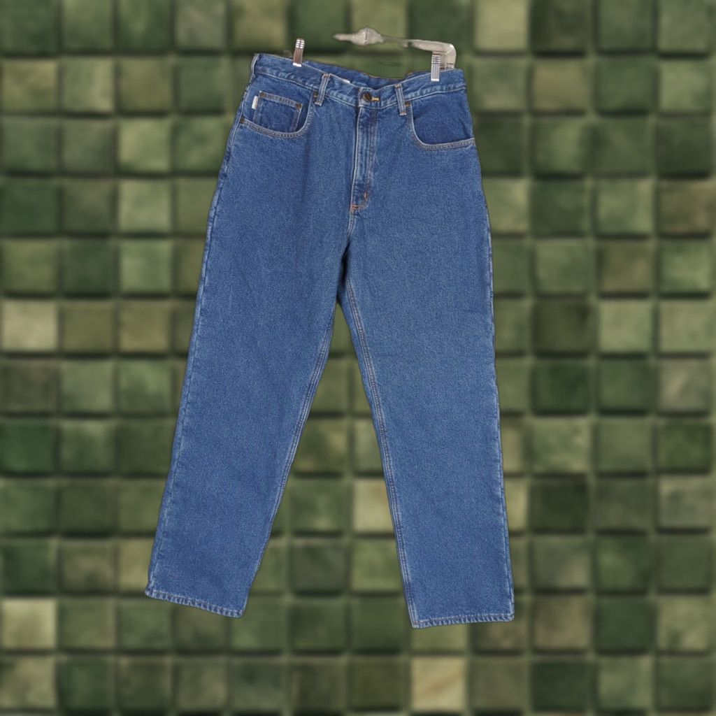Carhartt VINTAGE Carhartt Jeans 5-Pocket Zip Blue Lined Fleece Relaxed Fit Men's W35 L32 Denim Cotton Modern Size US 35 - 1 Thumbnail