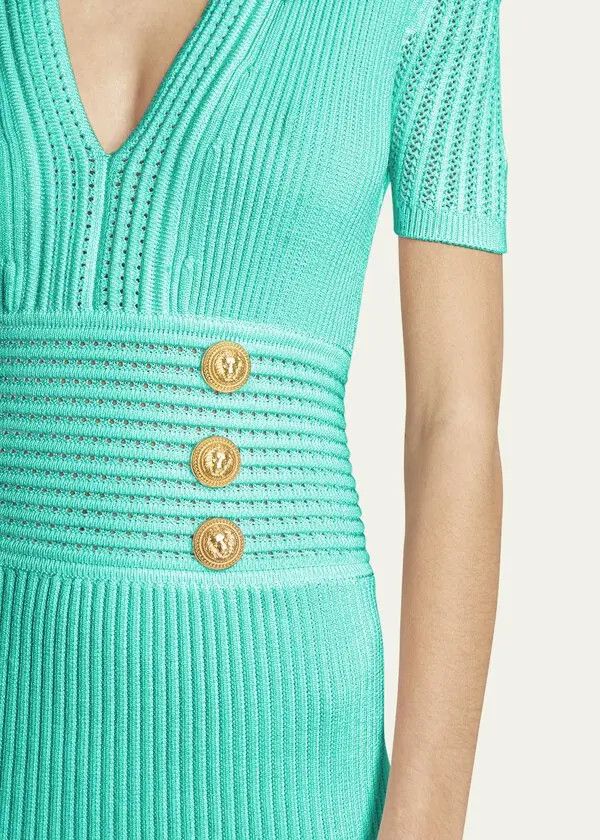 Balmain o1y0525 Mini Dress in Turquoise Size M / US 6-8 / IT 42-44 - 2 Thumbnail