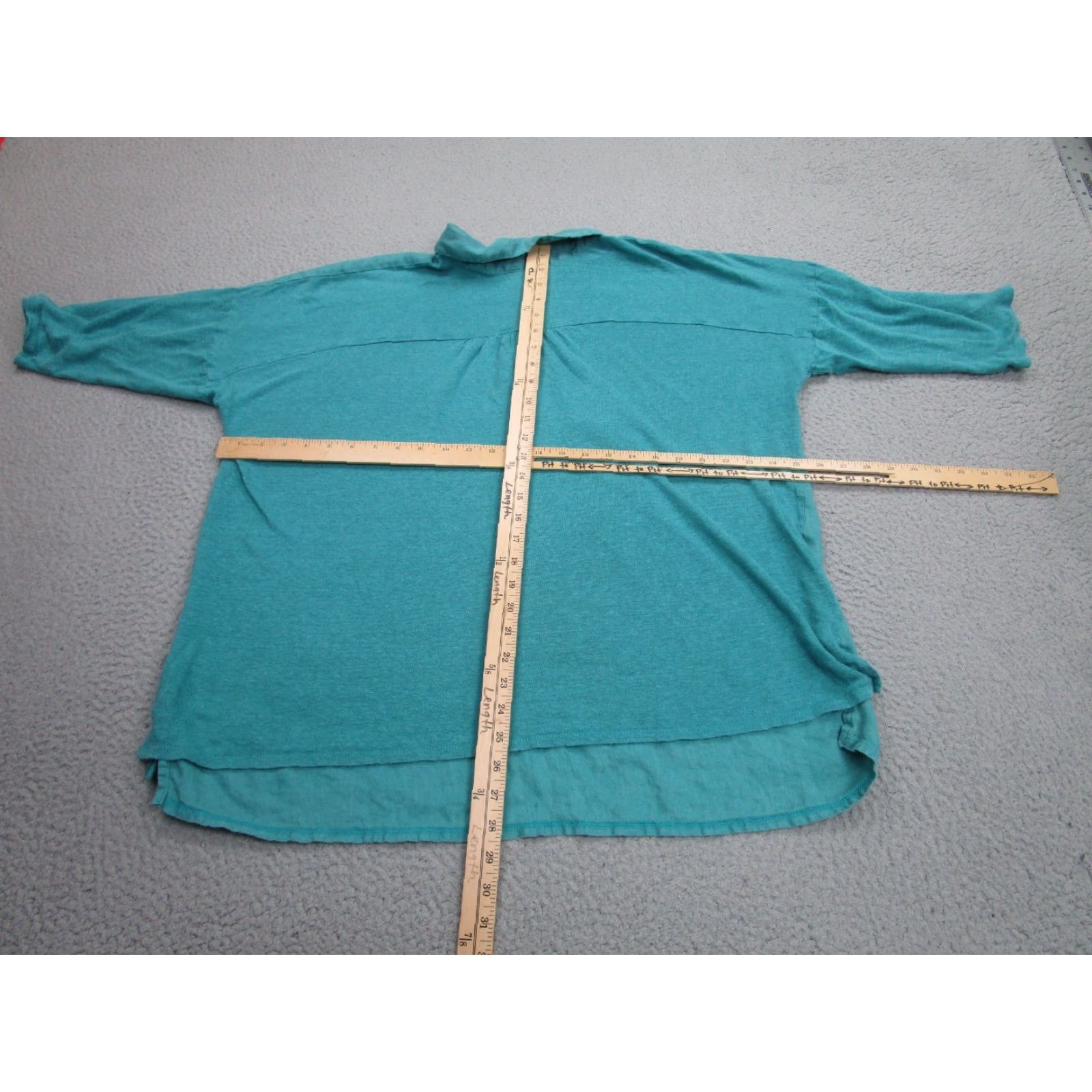 J. Jill J Jill Lagenlook Top Womens XL Teal Blue Linen Button-Up Tunic Boho Peasant Casual Cotton? Size XL / US 12-14 / IT 48-50 - 6 Thumbnail