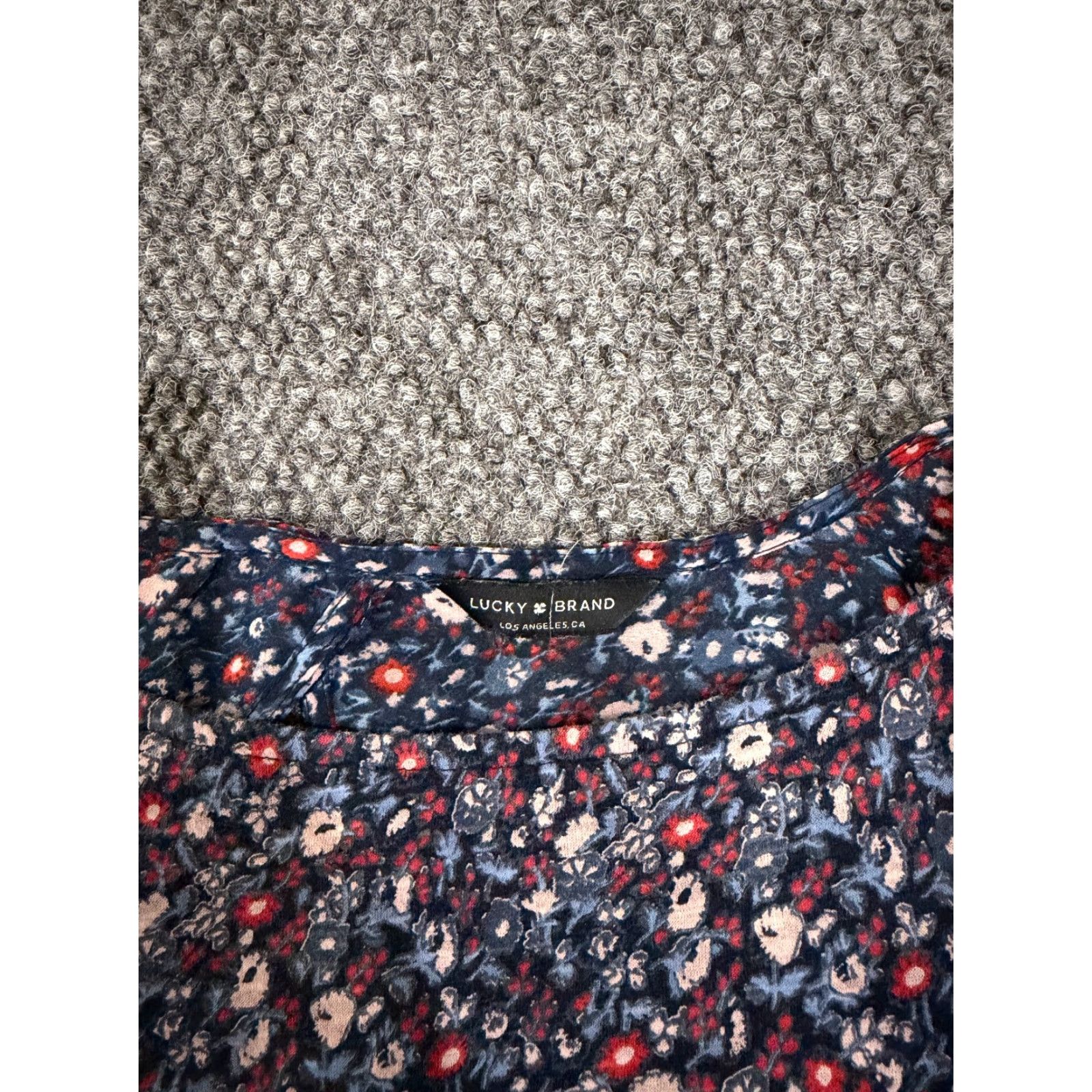 Lucky Brand Lucky Brand Blouse Womens S Blue Floral Short Sleeve Lightweight Casual Cotton Modal Rayon Crew Neck Pullover Regular Stretch Size S / US 4 / IT 40 - 4 Thumbnail