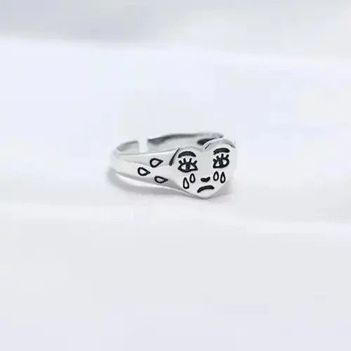 Japanese Brand Sad face face rave party ring Size ONE SIZE - 2 Thumbnail