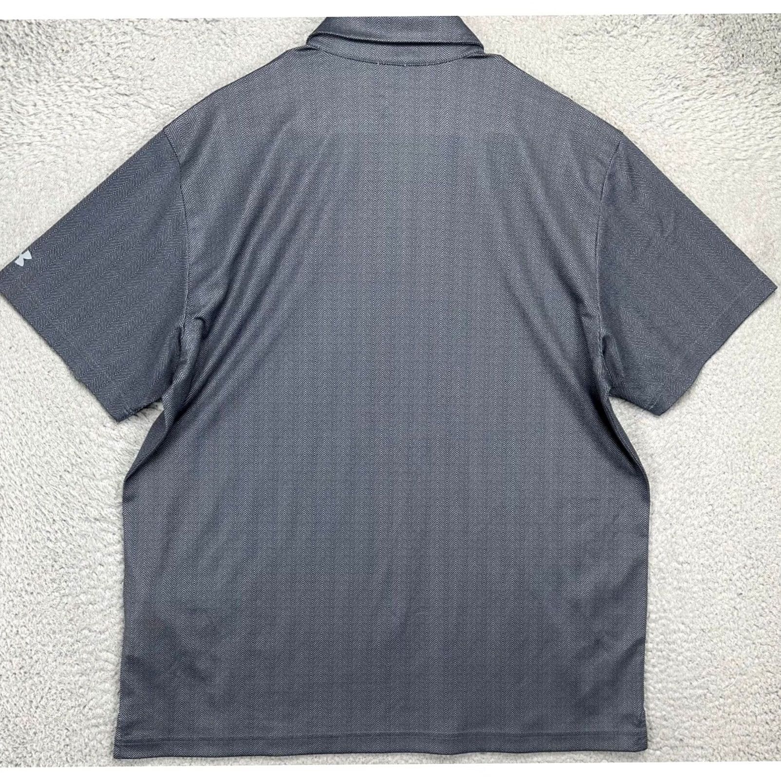 Under Armour Under Armour Heat Gear Polo Shirt Mens XL Grey Herringbone Rugby Stretch Polo Adult Short Sleeve New Size US XL / EU 56 / 4 - 3 Thumbnail