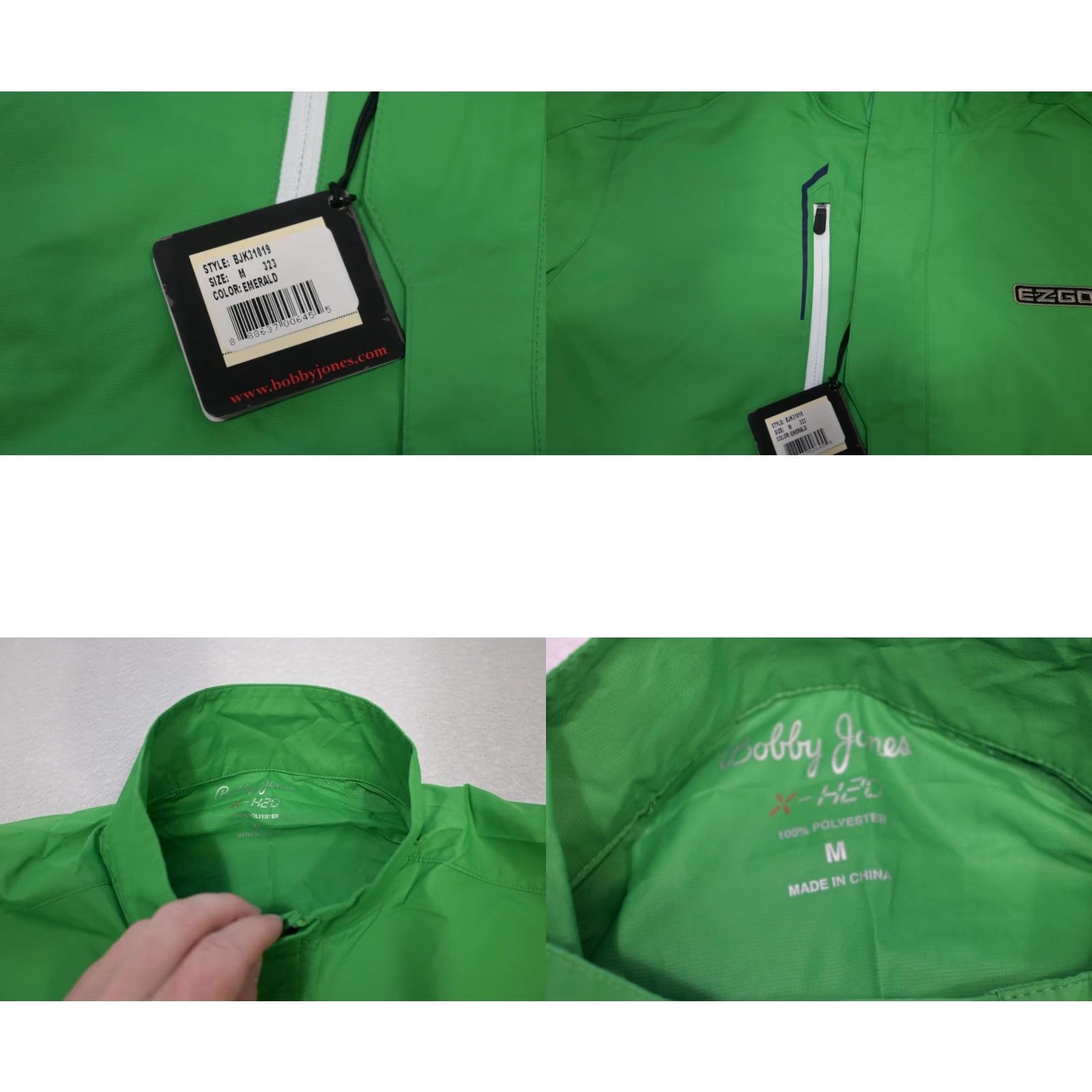 Bobby Jones Green H2O Windbreaker Golf Jacket Men's Size Medium Performance NWT