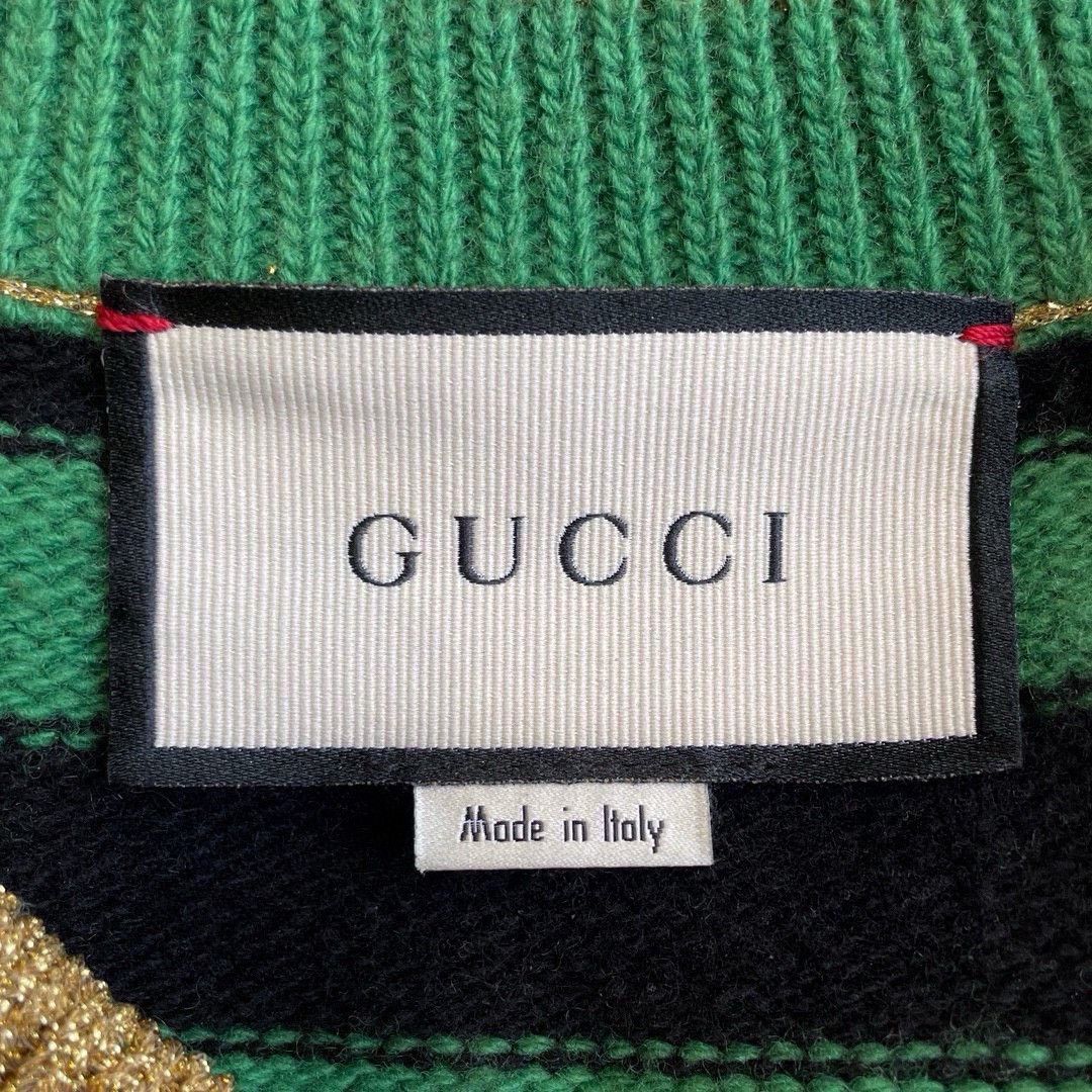 Gucci Gucci Black and green striped color-blocked cat sweater 250 Size US XXS / EU 40 - 2 Thumbnail