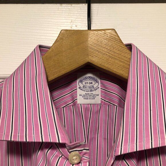 Brooks Brothers brooks brothers men's pink cotton dress shirt size: 17-34 Size US XL / EU 56 / 4 - 8 Thumbnail