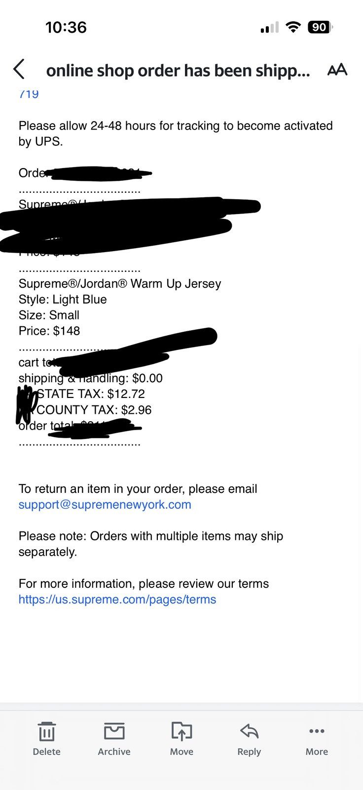 Jordan Brand × Supreme Supreme Jordan Warm Up Jersey Small Light Blue Football FW24 Size US S / EU 44-46 / 1 - 12 Thumbnail