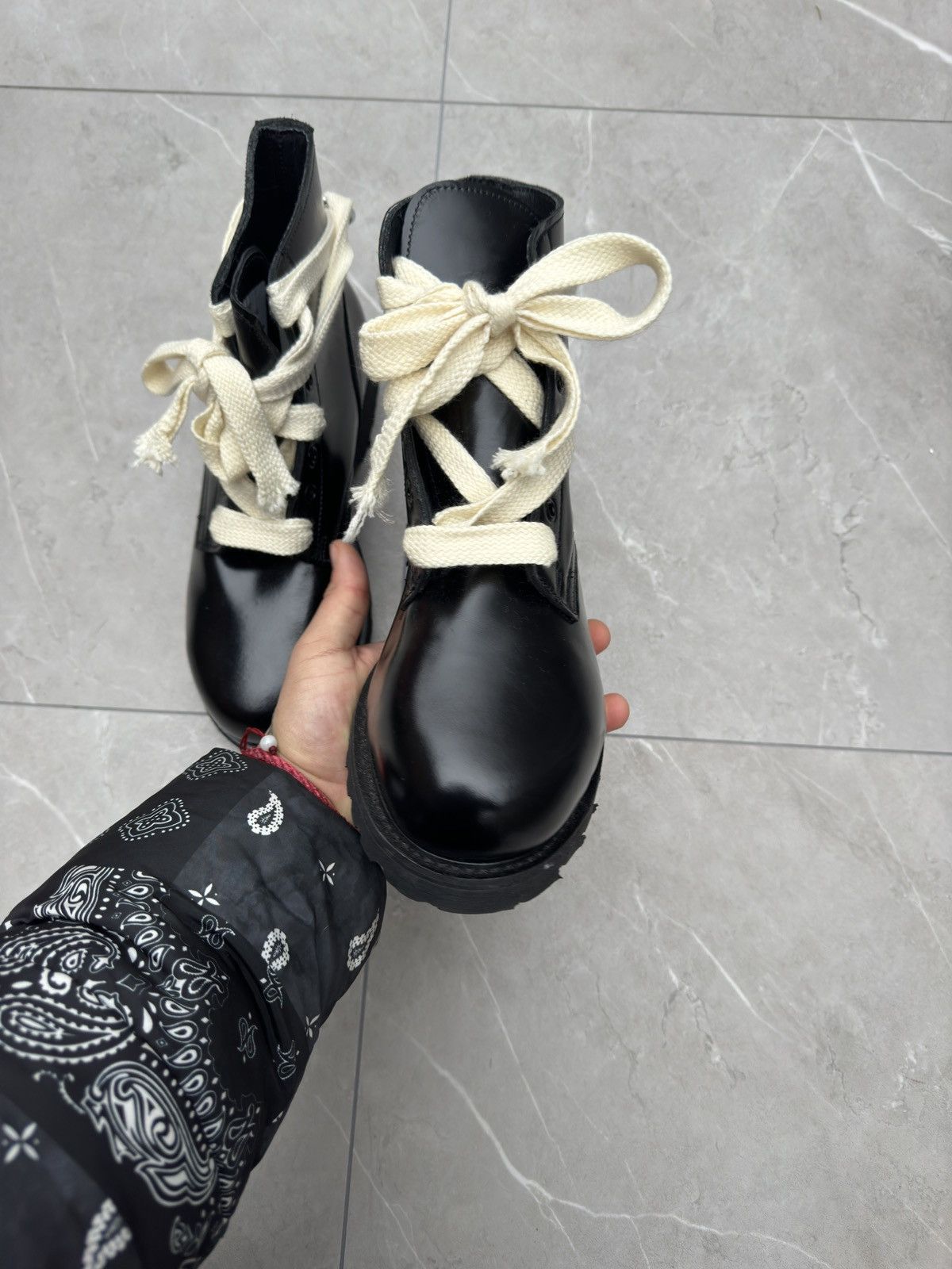 Other 1980s Vintage Leather Combat Ankle Boots Size US 13 / EU 46 - 9 Thumbnail