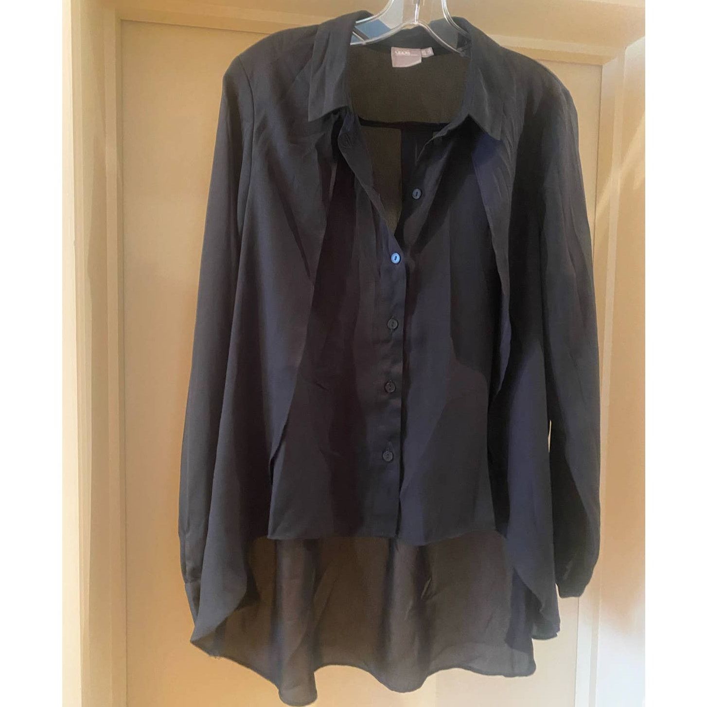 Asos ASOS Dip Hem Long Sleeve Black Blouse Size M / US 6-8 / IT 42-44 - 1 Thumbnail