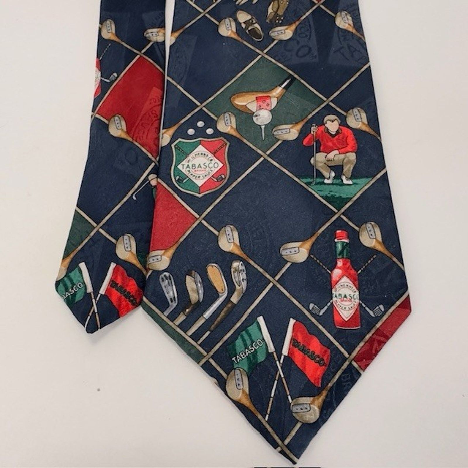 Tabasco Tabasco Golf Themed 100% Silk Tie USA Novelty 58 1/2" x 4" Size ONE SIZE - 6 Thumbnail